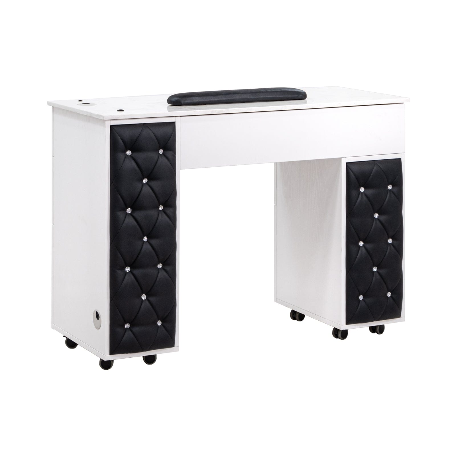 Drexel Tufted Single Manicure Table - Professional Nail Salon Furniture for Pedicure & Manicure Services - Perfect for Home Spa, Beauty Salons & Nail Studios