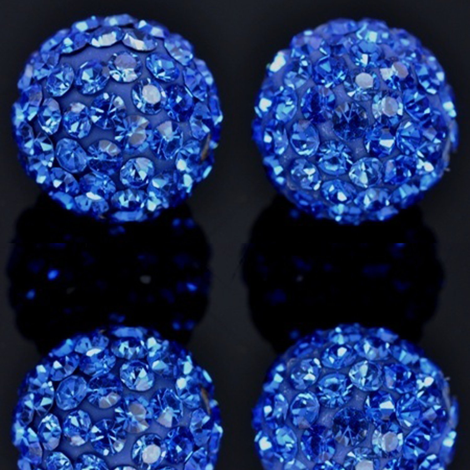 RUBYCA 8mm Royal Blue Pave Czech Crystal Disco Ball Clay Beads - 20pcs for Shamballa Bracelets, DIY Jewelry Making, Bohemian Style Accessories | Perfect for Festival, Party, Yoga & Meditation Jewelry