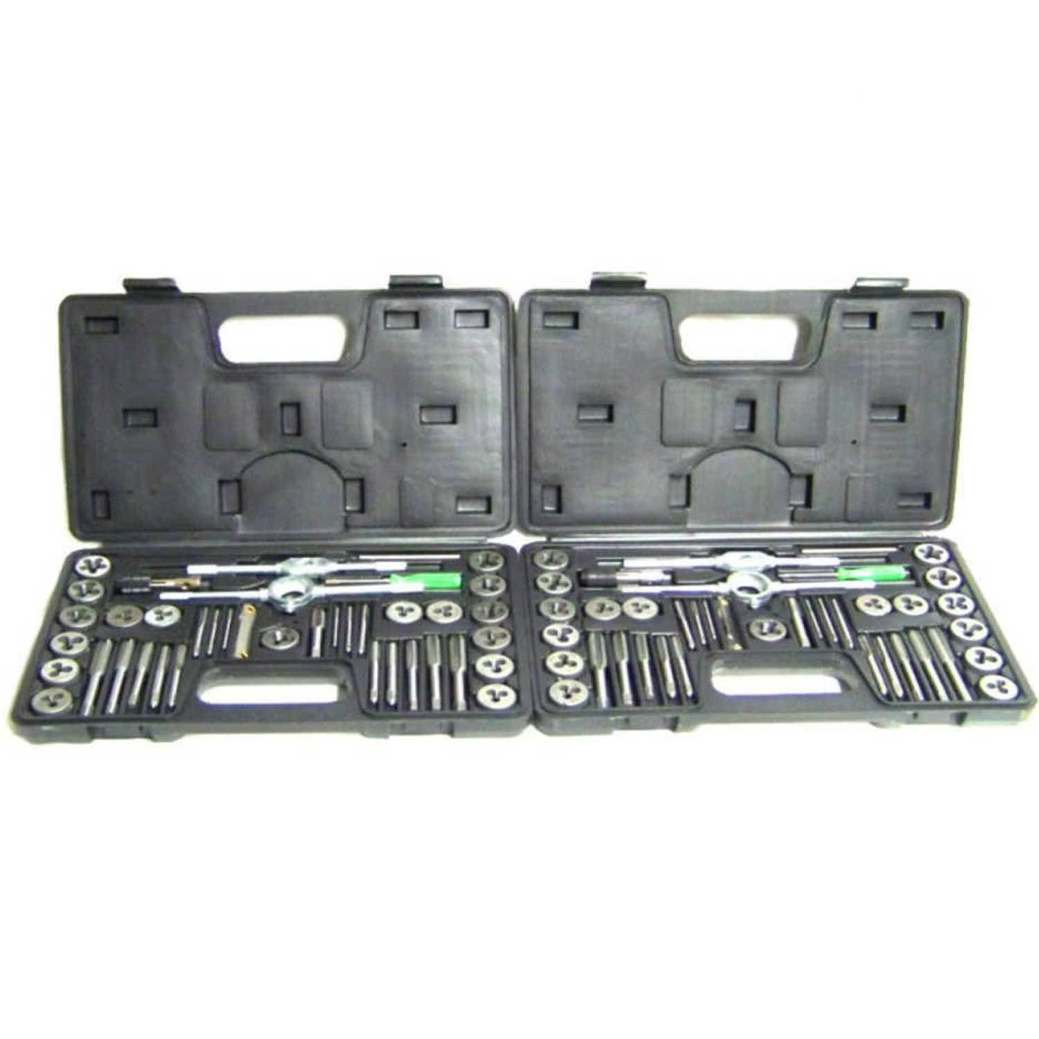 80-Piece Tap and Die Set - 40pc Metric & 40pc SAE Thread Repair Kit for Metalworking, Plumbing, and Automotive Applications - Perfect for Restoring Damaged Threads on Bolts, Nuts, and Pipes
