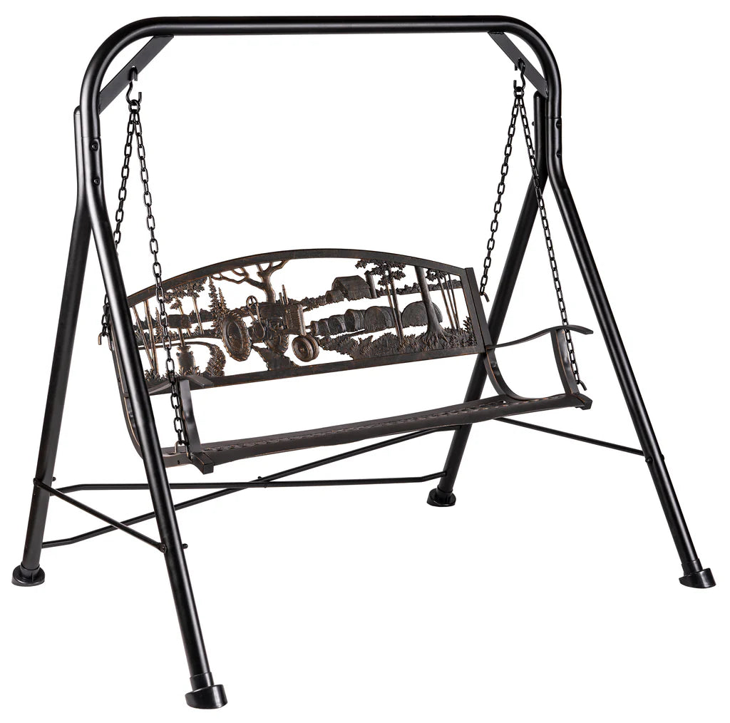 Premium Outdoor Farmstead Swing - Heavy Duty Wooden Porch Swing for Garden, Patio & Backyard Relaxation | Perfect for Decks, Lawns & Outdoor Lounging