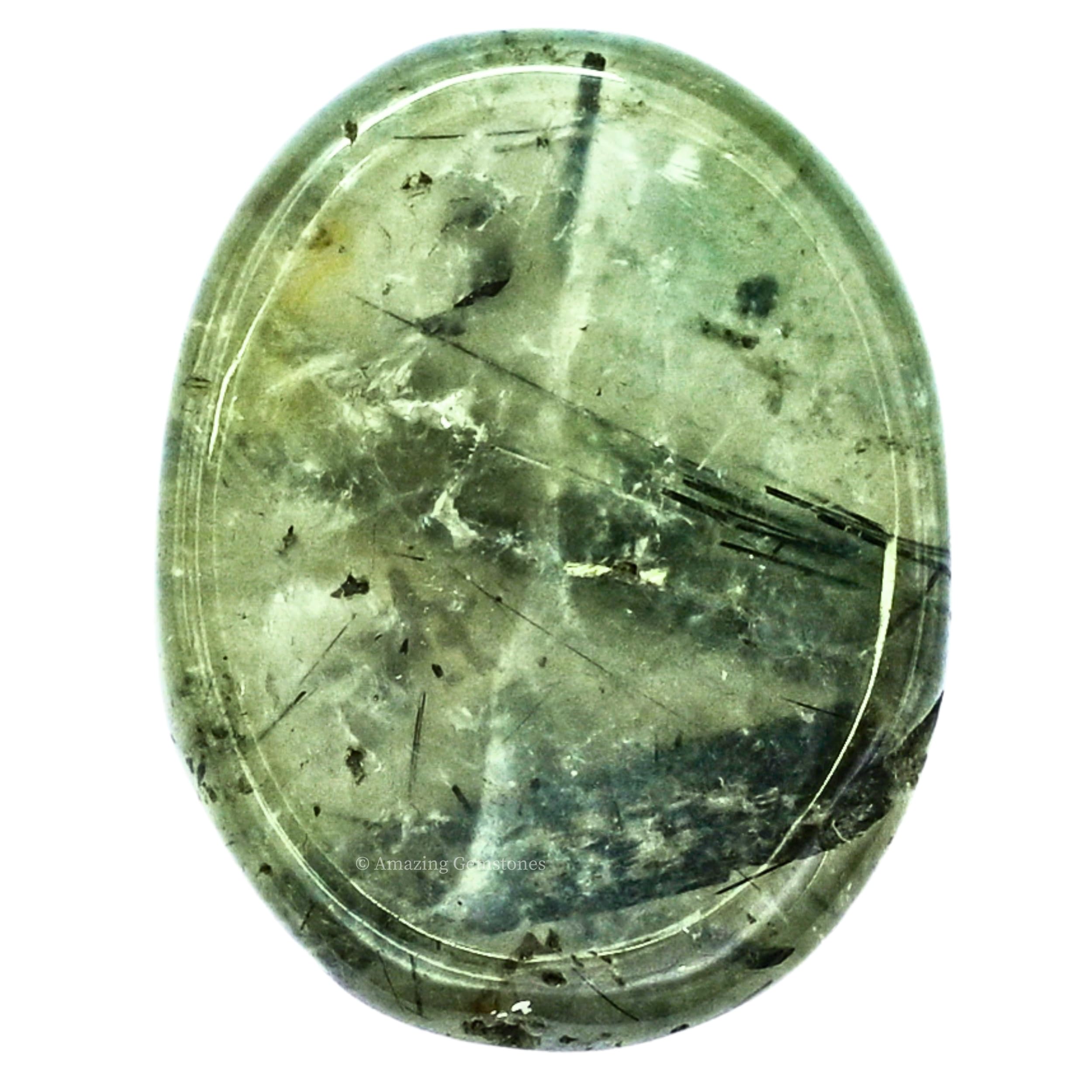 Prehnite Worry Stone & Healing Crystals for Stress Relief - Natural Meditation Stones for Anxiety, Calming & Relaxation - Unique Gifts for Women & Men - Perfect for Meditation, Yoga, Office Desk & Travel Stress Relief
