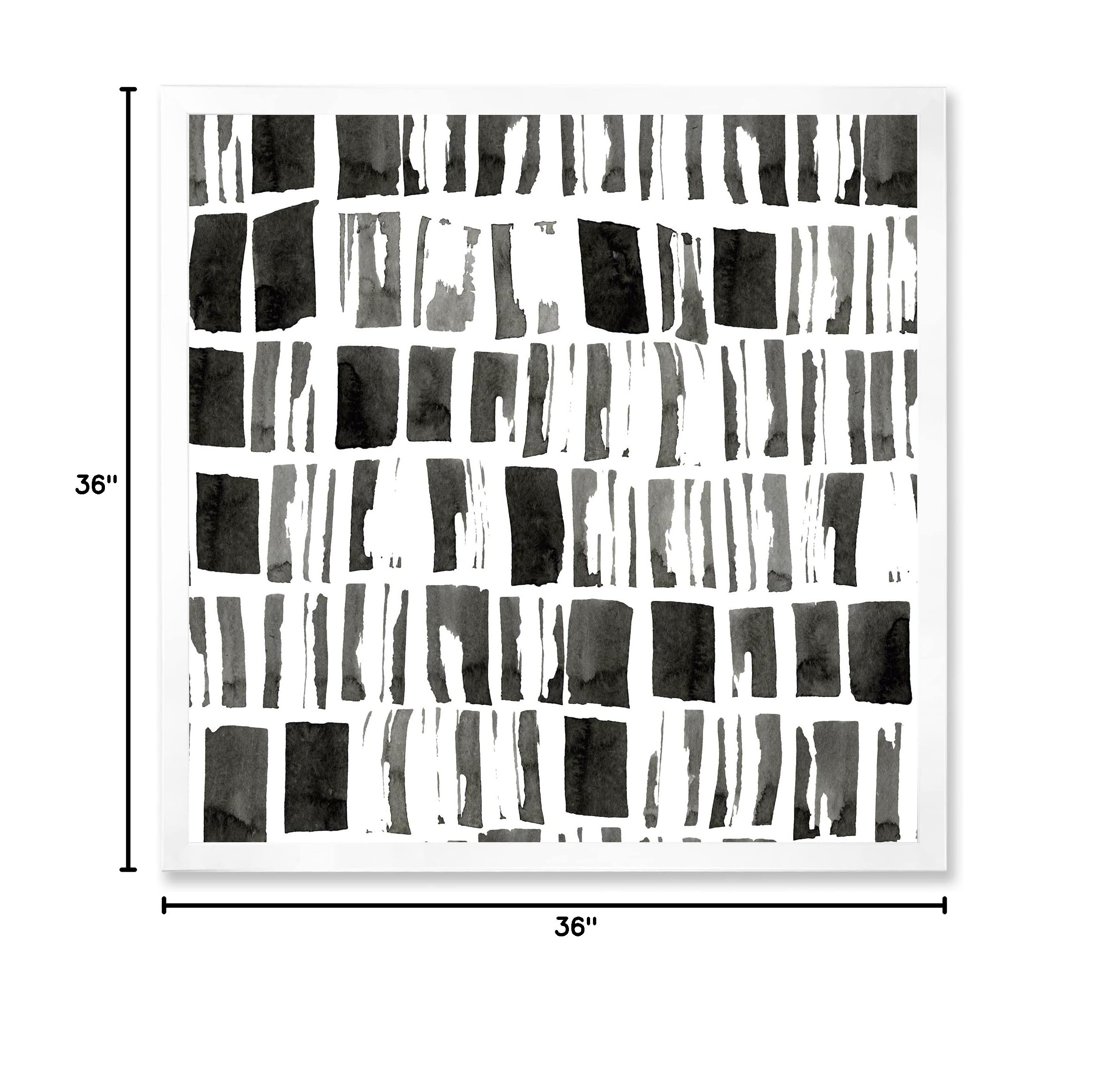 DesignQ Abstract Monochrome Bricks Modern Framed Wall Art - Contemporary Home & Office Decor for Living Room, Bedroom, Dining Area