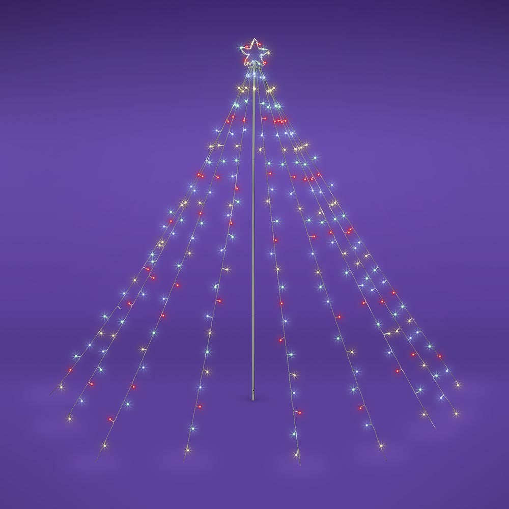 TheLAShop 9-String Christmas Tree Lights with Pole & Star - Perfect for Indoor Holiday Decorations, Xmas Tree Lighting, and Festive Home Decor