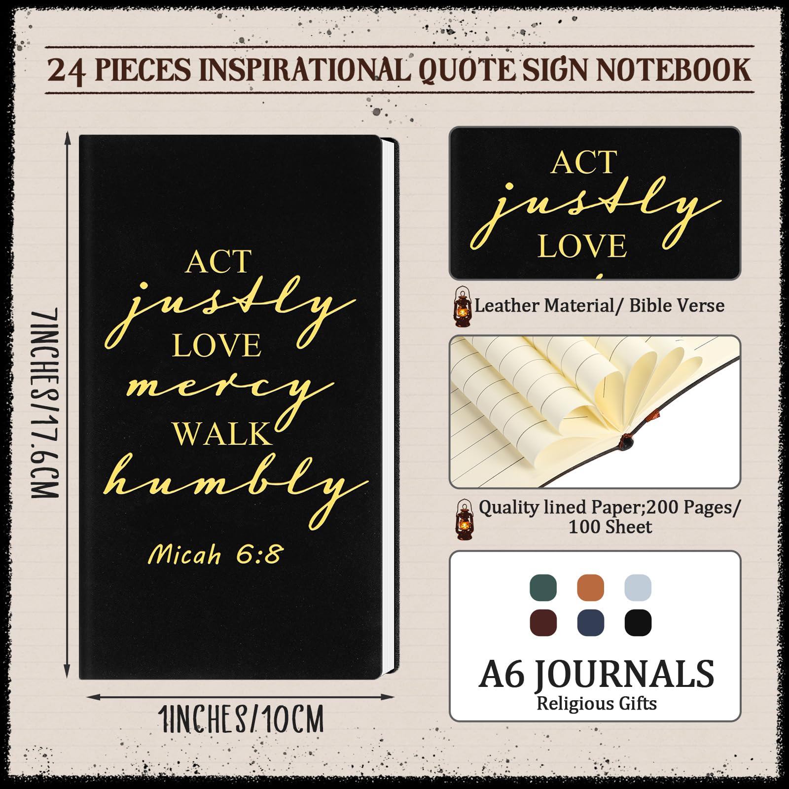 24 Pcs Christian Prayer Journals - Leather Bible Verse Notebooks for Men & Teachers | Church Gifts for Christmas & Worship