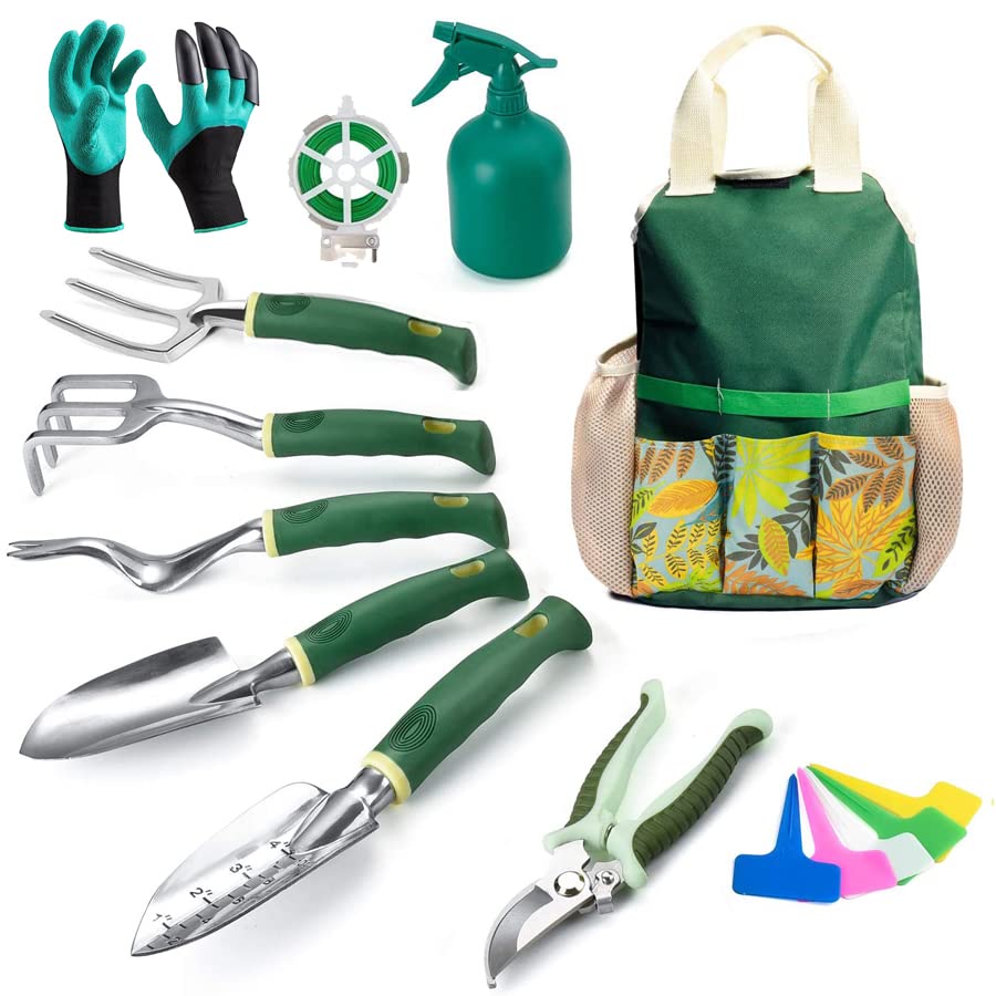 **11-Piece Heavy Duty Aluminum Alloy Garden Tool Set with Tote Bag – Durable Gardening Hand Tools Kit for Men & Women – Perfect for Planting, Weeding, and Landscaping**