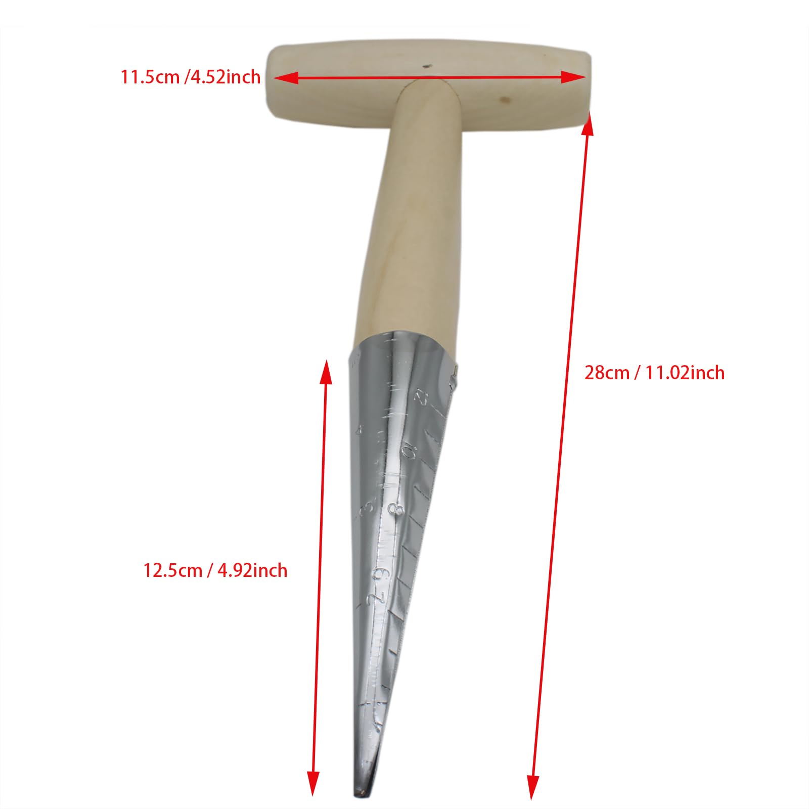 Stainless Steel Garden Hand Dibber Seed Planter Tool with Wooden Handle - Hole Punch Dibbler for Sowing Seeds (1pc) - Perfect for Home Gardening, Planting Vegetables, Flowers and Herbs
