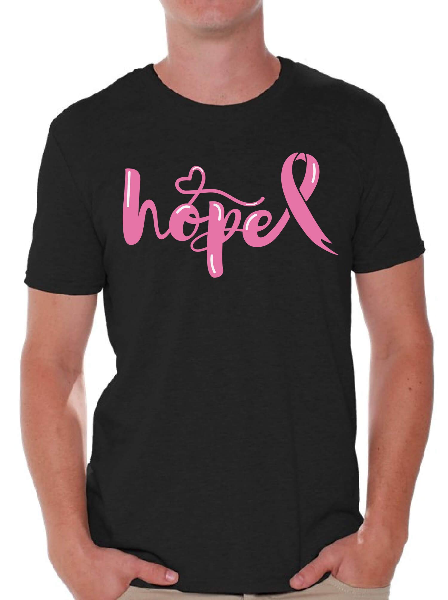 Breast Cancer Awareness T-Shirt for Men - Hope Pink Ribbon Shirt by Awkward Styles | Support Cancer Awareness & Show Solidarity