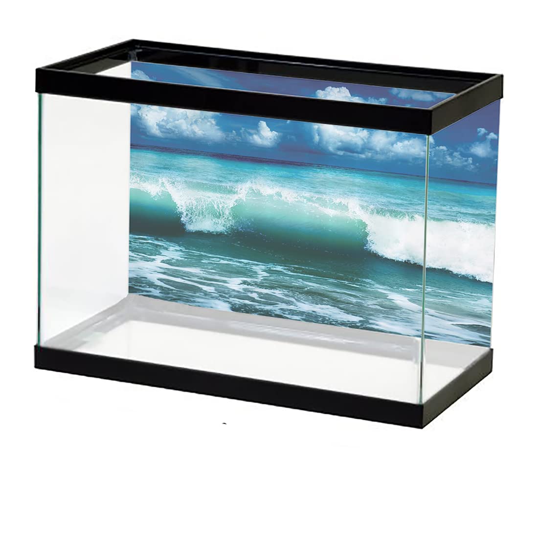 Kroity Ocean Storm Fish Tank Stickers - Self-Adhesive Terrarium Background with Lightning, Thunder & Sailing Ships Design - Waterproof Aquarium Backdrop for Home, Office & Swimming Pool Decor - Perfect for Fish Tanks, Reptile Habitats & Wall Art