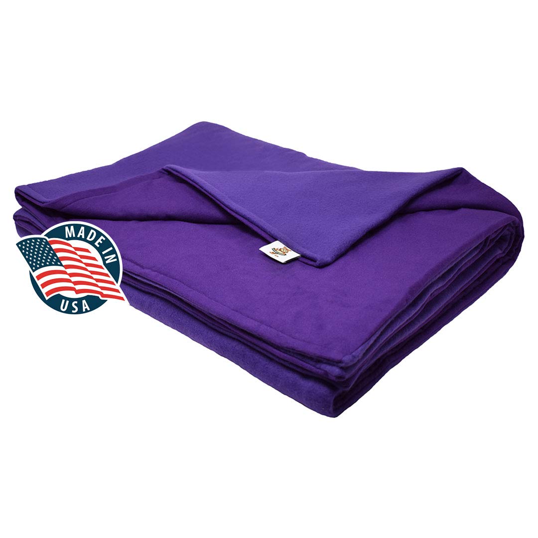 11lb Medium Weighted Blanket for Adults - Purple Fleece/Flannel (58'' x 41'') - Made in USA - Anxiety Relief & Better Sleep - Perfect for Stress Relief, Relaxation, and Sensory Needs
