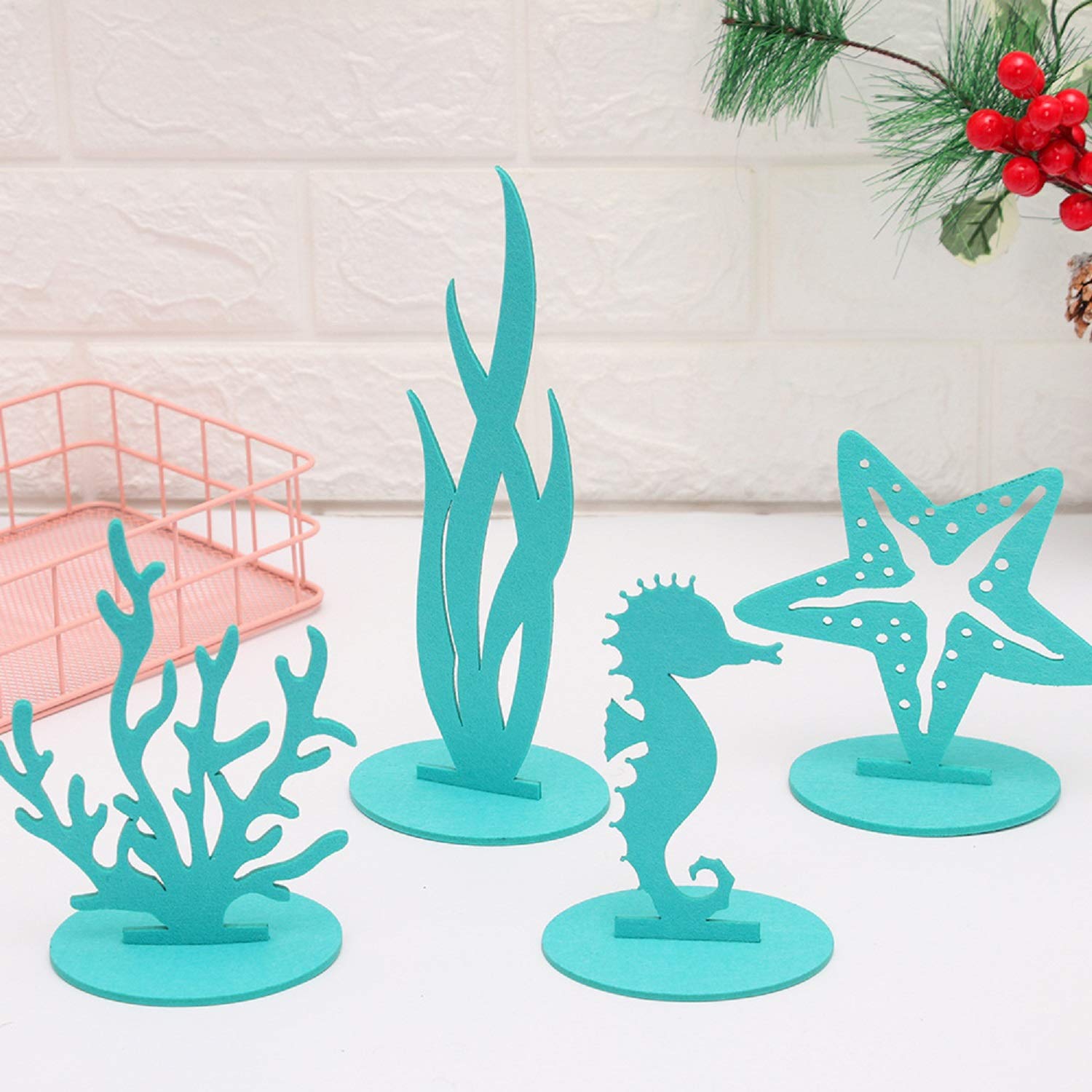 DIY Mermaid Party Felt Decorations Kit - 20PCS Ocean Themed Birthday & Graduation Party Supplies - Table Centerpieces, Wall Decor, Photo Booth Props for Girls' Under the Sea Celebration