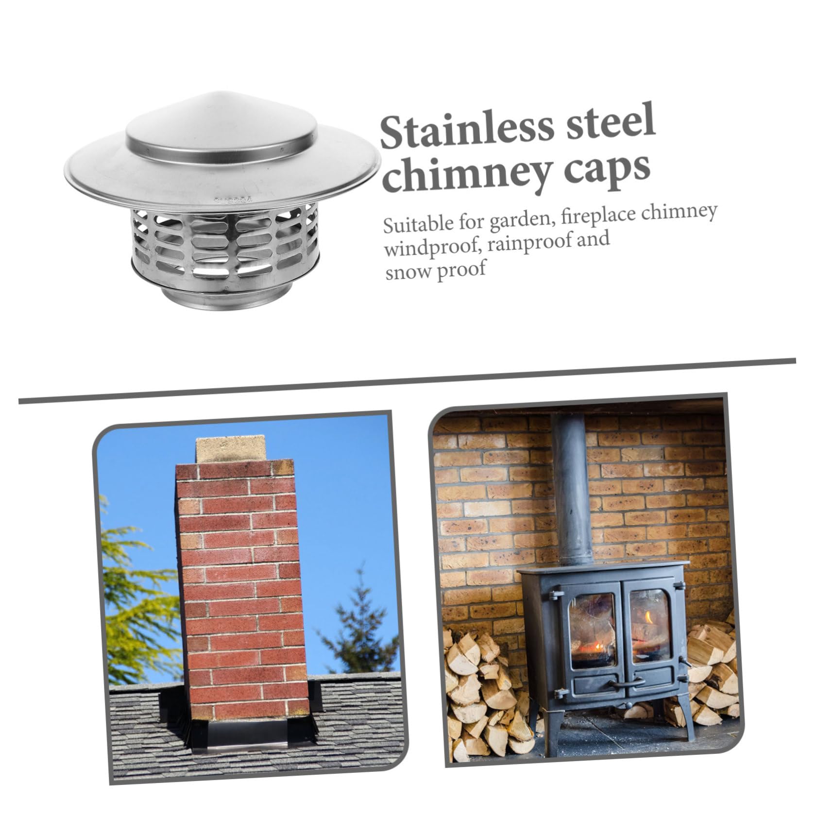 Stainless Steel Chimney Cap & Stove Pipe Topper - Weatherproof Chimney Vent Cover & Flue Cap for Wood Stove - Perfect for Fireplace Protection & Outdoor Use