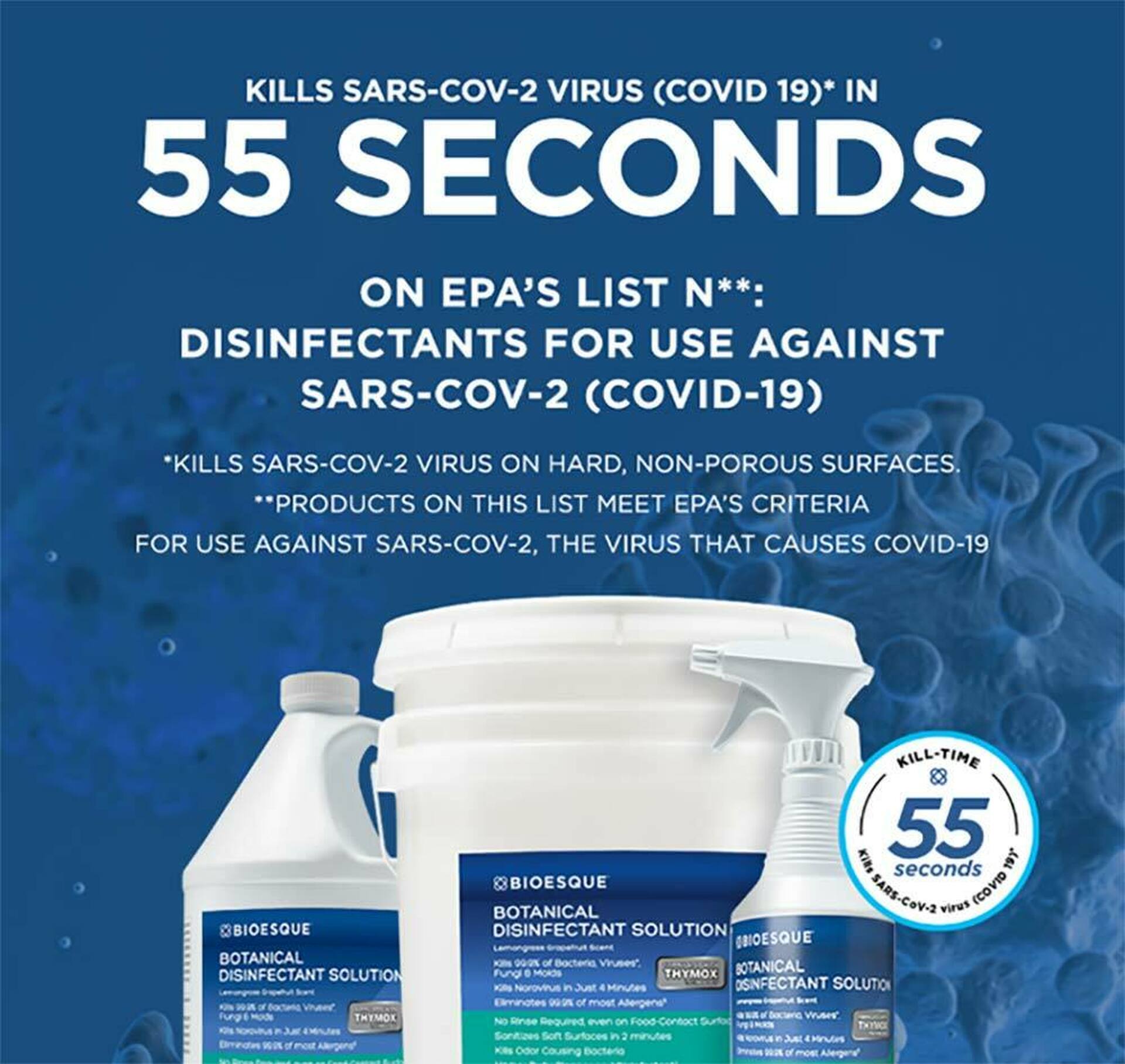 Bioesque Botanical Disinfectant Solution - 5 Gallon Pail | EPA-Approved Plant-Based Cleaner for Home, Office & Commercial Use | Kills 99.9% Germs & Viruses