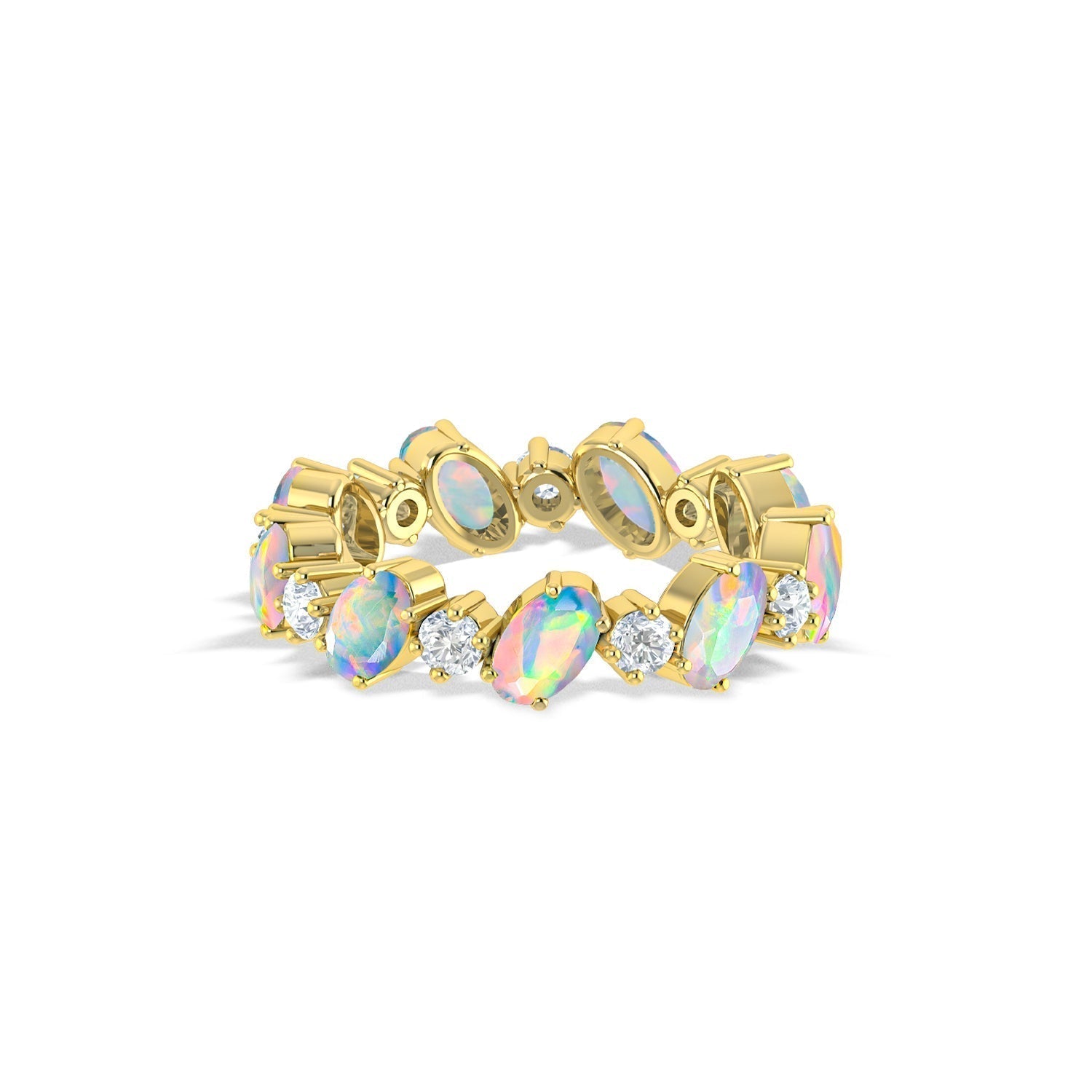 Lavender Fire Oval Faceted Opal Ring for Women - Elegant Sterling Silver Jewelry Gift for Her, Birthday, Anniversary, Wedding, Party & Everyday Wear
