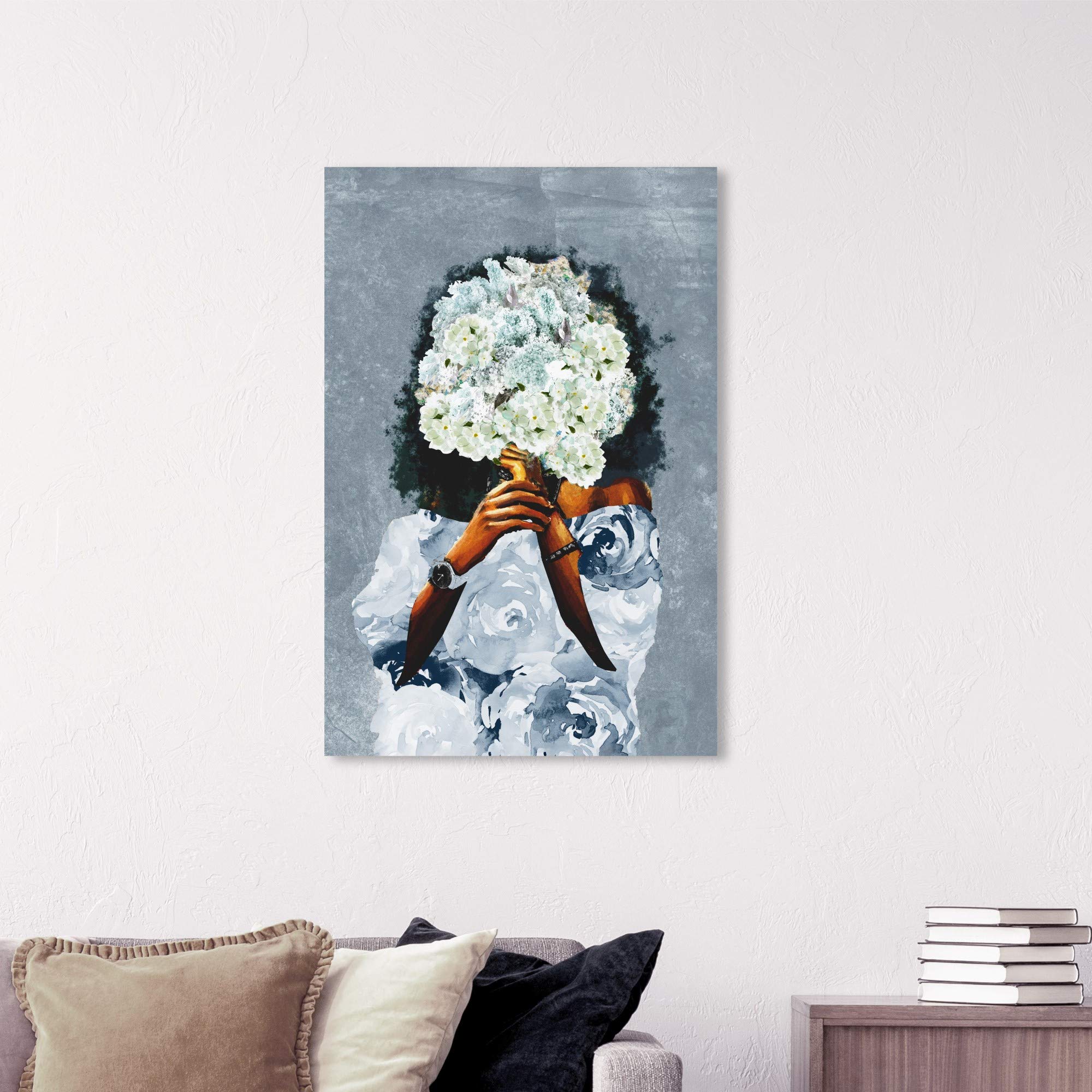 Wynwood Studio 'Garden in France Dusty' Fashion Wall Art Canvas Print - 24x36 Inches Blue & Brown Home Decor - Perfect for Living Room, Bedroom or Office Wall Decoration