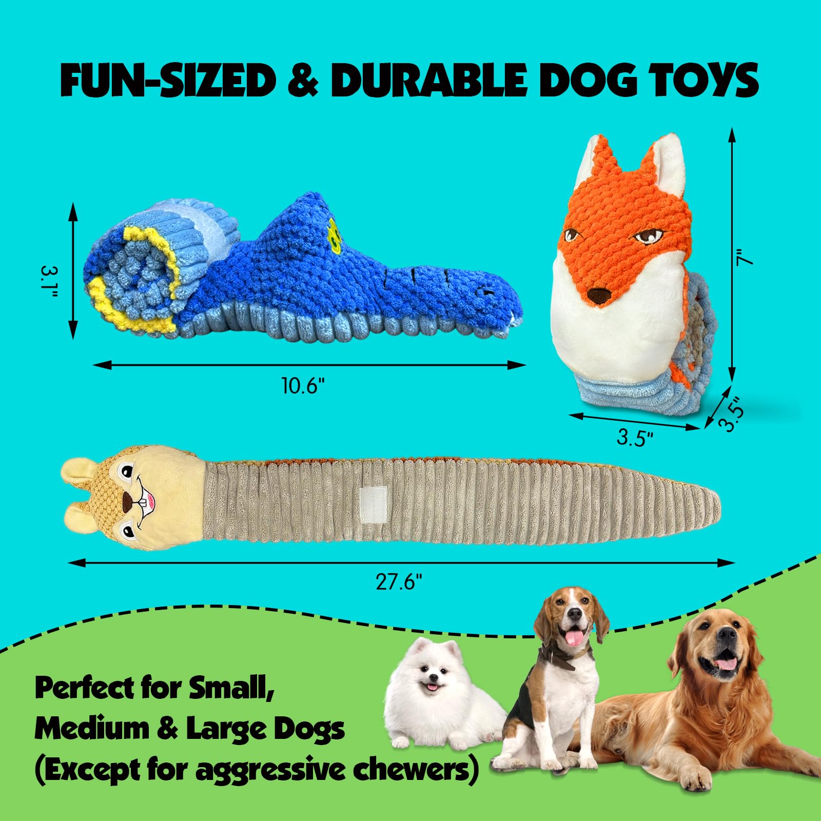 Interactive Squeaky & Crinkle Dog Puzzle Toys - IQ Training and Foraging Games for Mental Stimulation - Plush Chew Toys for Small, Medium, Large Dogs - Keep Pets Busy & Engaged (3 Pack) - Perfect for Boredom Relief, Separation Anxiety, and Indoor Playtime