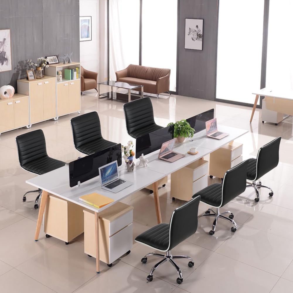 Yaheetech Armless Office Chair - Low Back Swivel Computer Desk Task Chair with Adjustable Height & Wheels - Perfect for Home Office, Gaming, Makeup Vanity & Small Spaces
