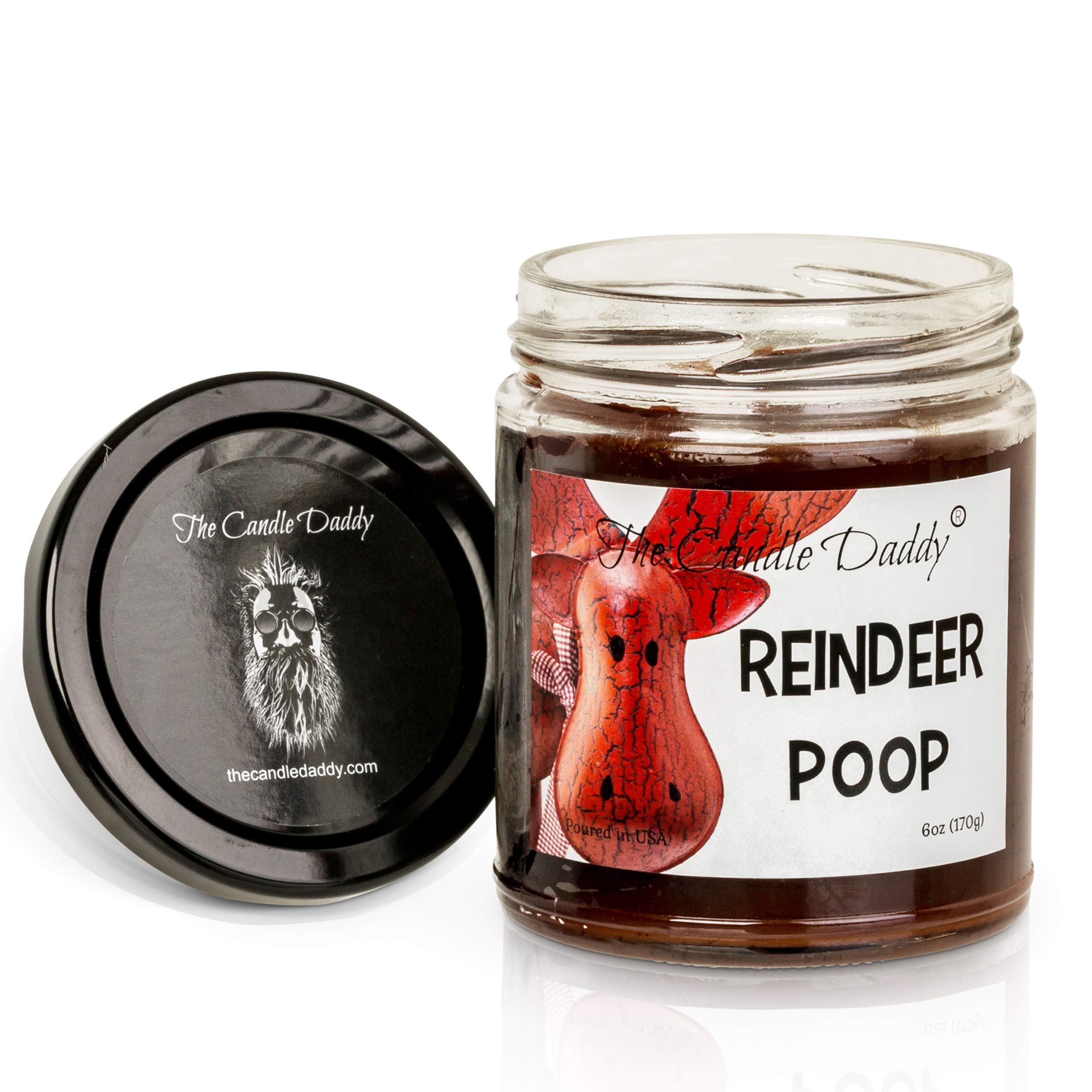 Funny Reindeer Poop Holiday Candle - Coffee Scented Christmas & New Year Gift - Long Lasting 6oz Hand-Poured Soy Candle USA - Perfect for Office White Elephant, Stocking Stuffers & Holiday Decor