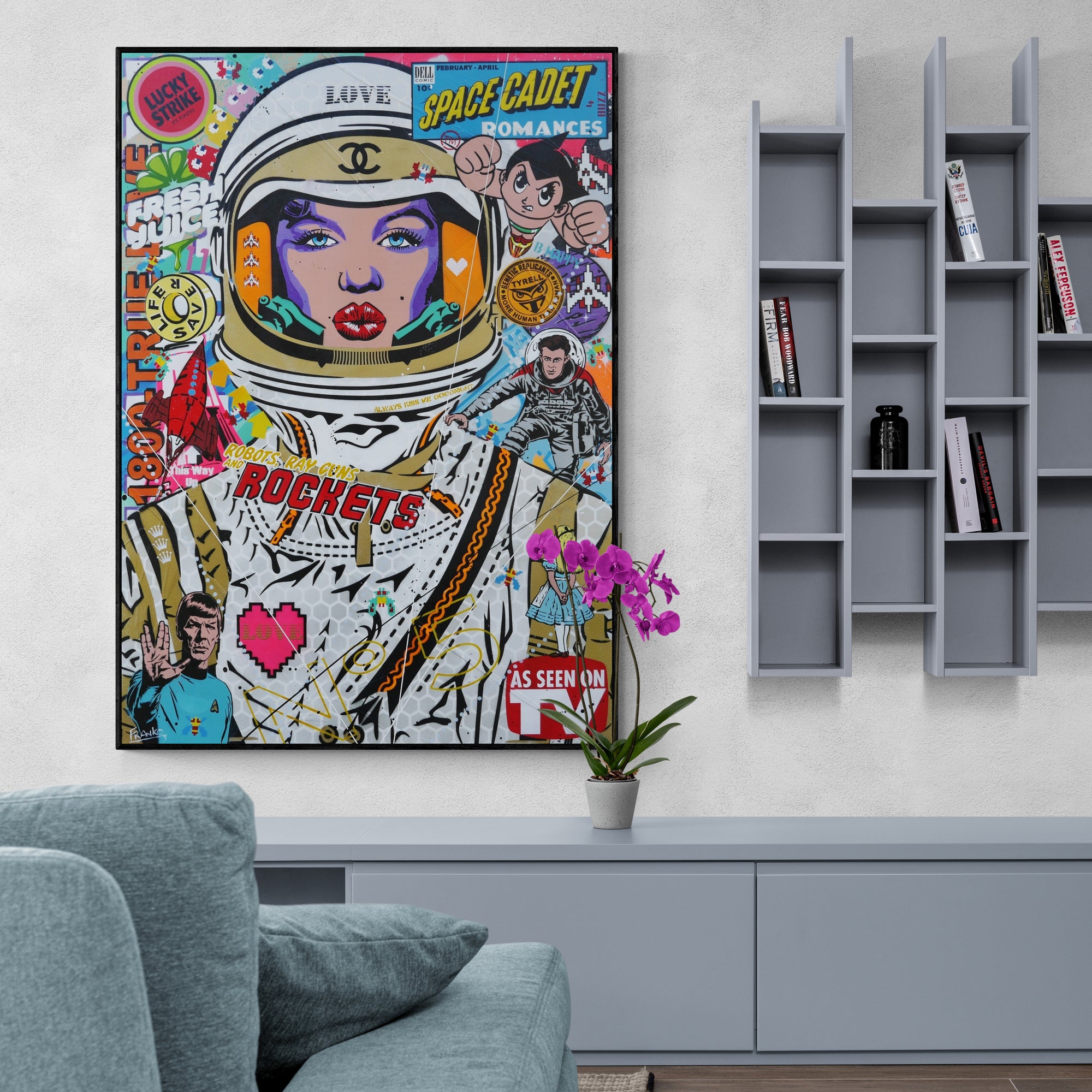Lavender Cadet 100cm x 140cm Textured Urban Pop Art Canvas Painting - Modern Wall Decor for Living Room, Bedroom & Office