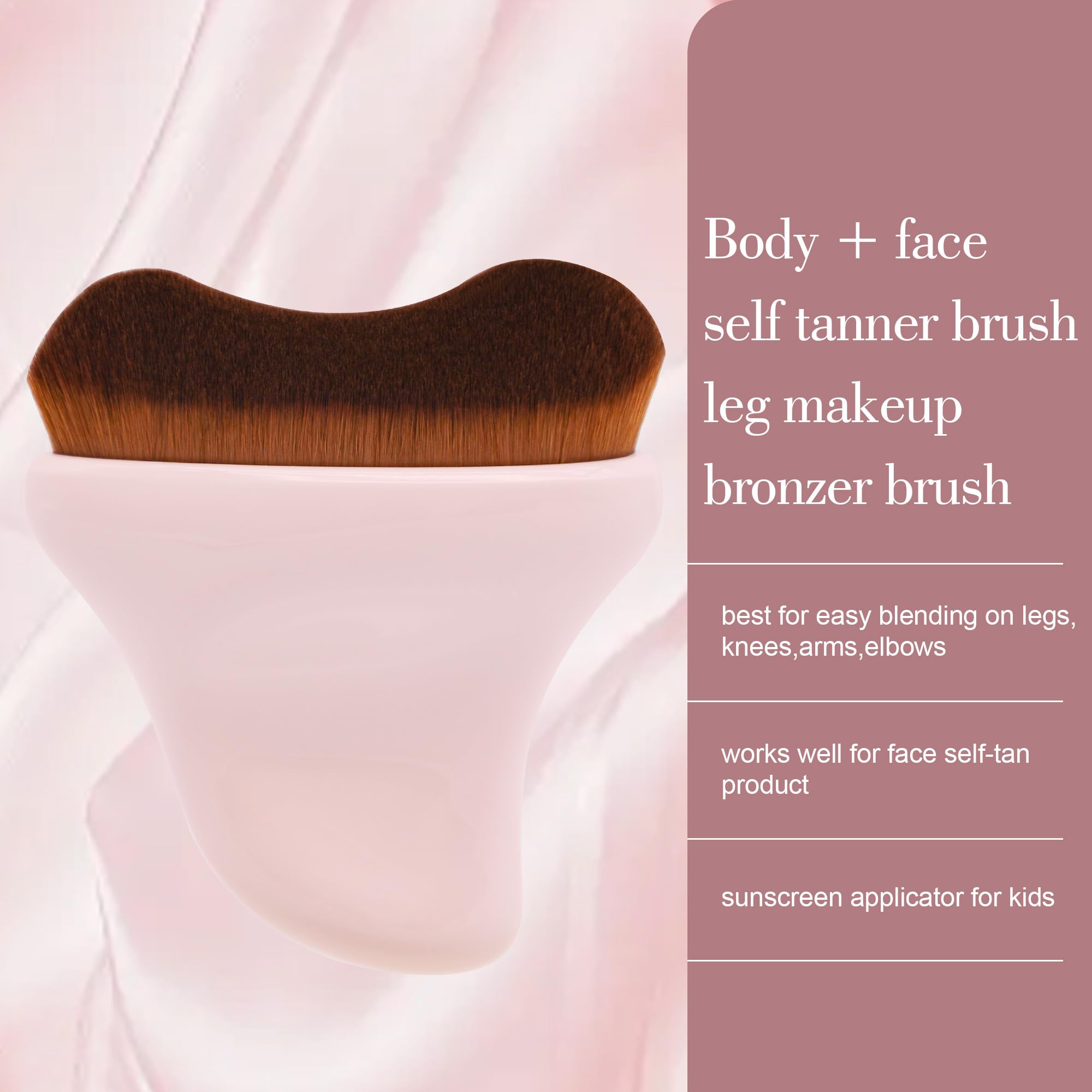 Best Self Tanner Brush - Kabuki Bronzer Brush for Face & Body - Makeup Brush for Self Tanning Mousse, Lotion & Sunscreen - Self Tanning Mitt Brush for Legs & Body - Perfect for Salon, Home Use & Travel (Pink)