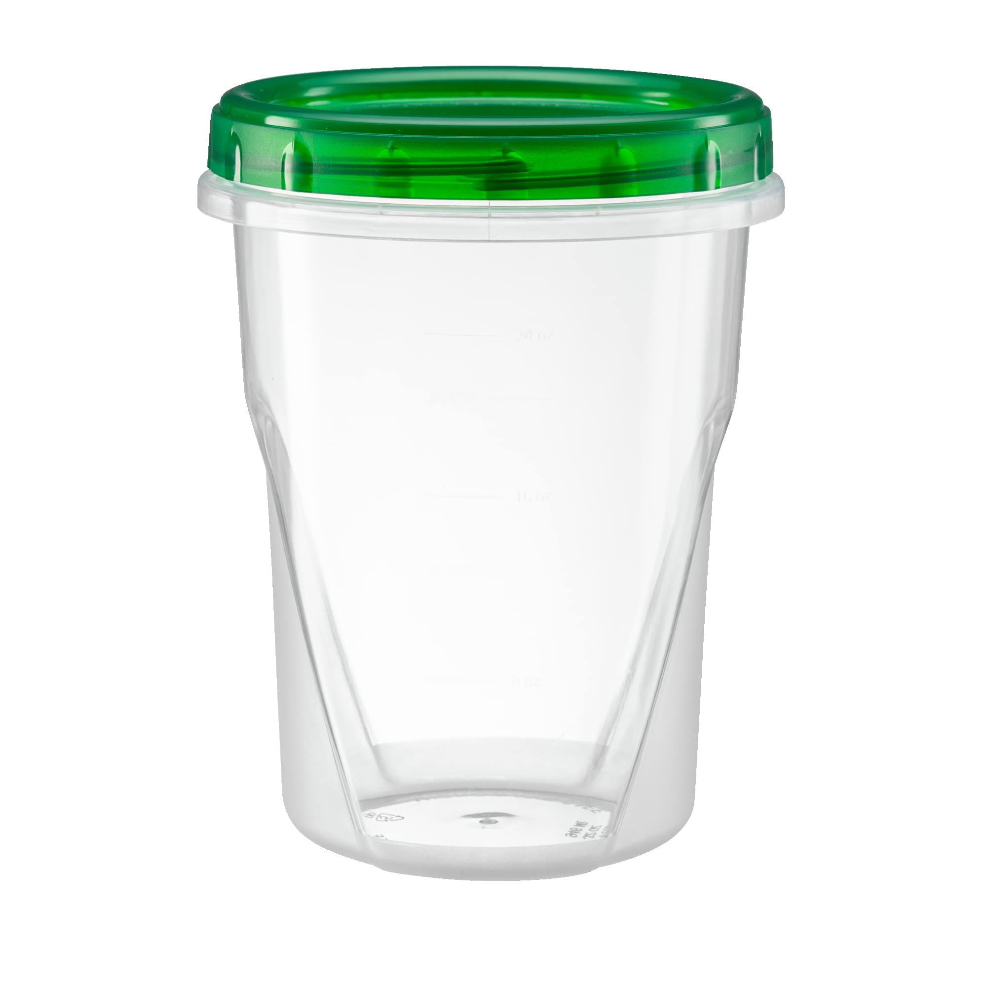 32oz (10 Pack) Clear Plastic Food Storage Containers with Green Twist-On Lids - Airtight Freezer Safe BPA-Free Meal Prep Containers for Leftovers, Snacks & Kitchen Organization