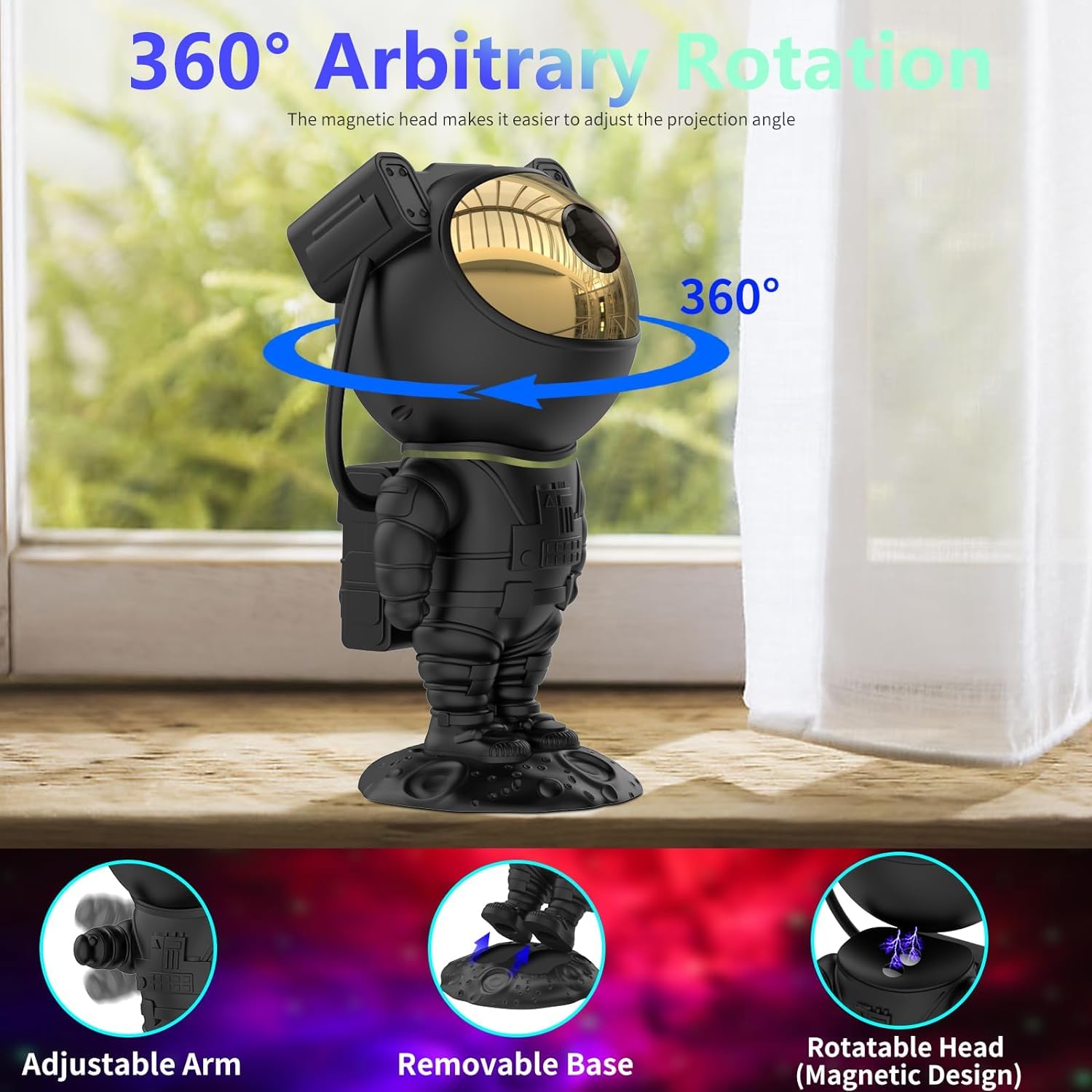 Astronaut Galaxy Projector with Timer & Remote Control - 360° Rotatable Star Night Light for Kids & Adults | Perfect for Bedrooms, Gaming Rooms, Parties & Home Decor | Creates Relaxing Ambience for Sleep, Meditation & Entertainment