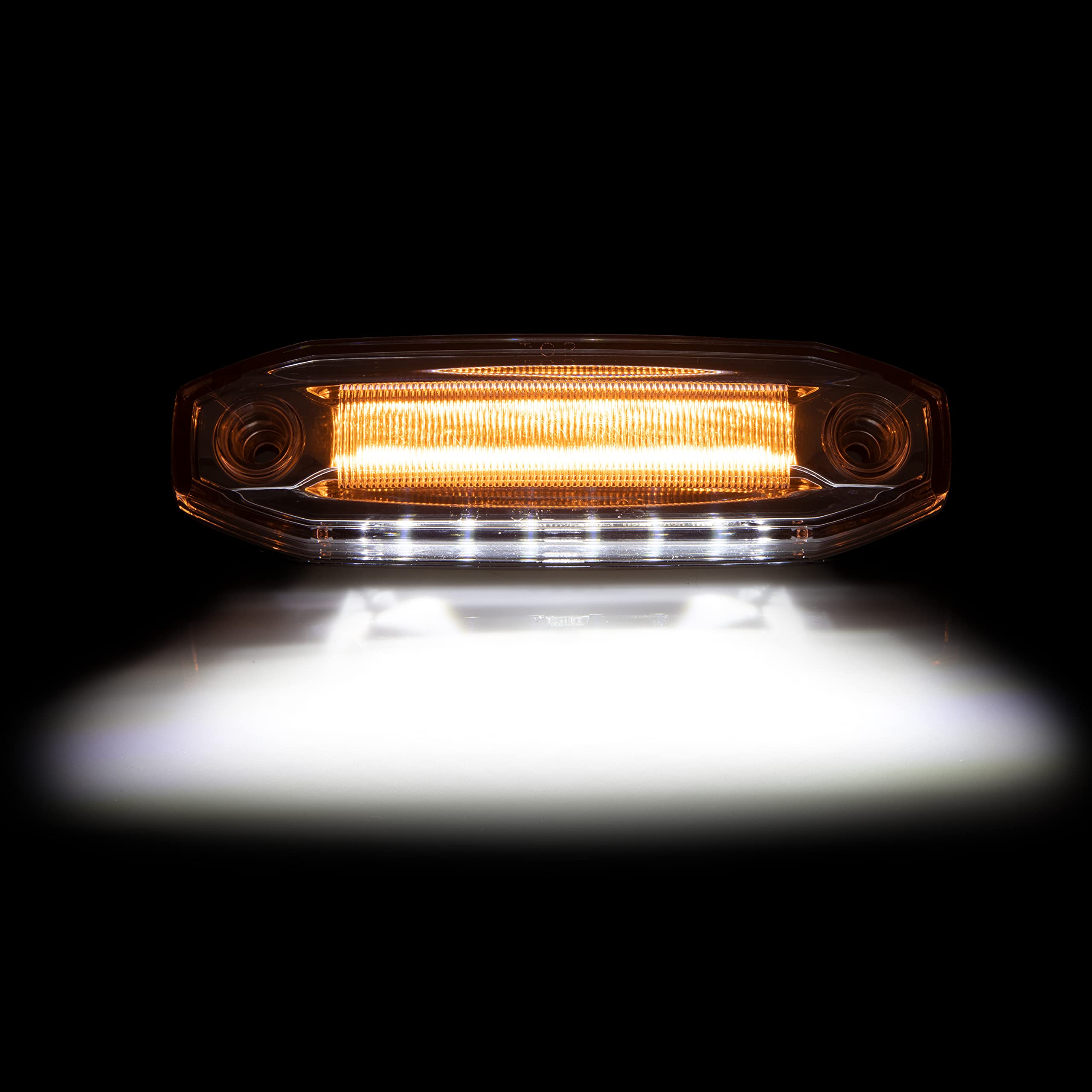 Maxxima Amber Clear Lens LED Clearance Marker Light with White Ground Light - Ideal for Trucks, Trailers, and Commercial Vehicles