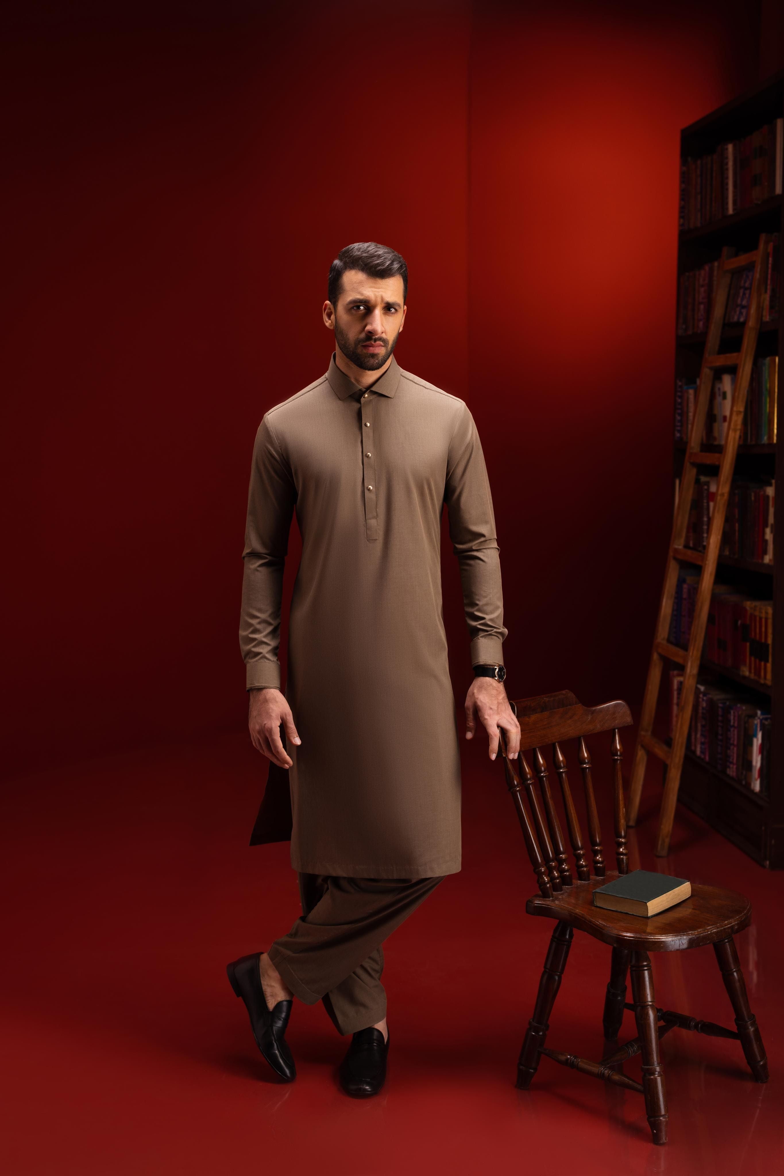 Stylish Blended Brown Shalwar Kameez for Men & Women - Premium Cotton Mix Traditional Pakistani Outfit - Perfect for Cast & Crew, Weddings & Cultural Events