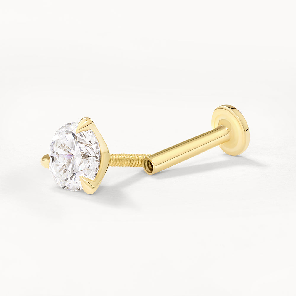 0.20ct Lab Grown Diamond Helix Single Stud Earrings in 10k Gold - Hypoallergenic & Durable for Everyday Wear, Gift for Her, Anniversary & Special Occasions