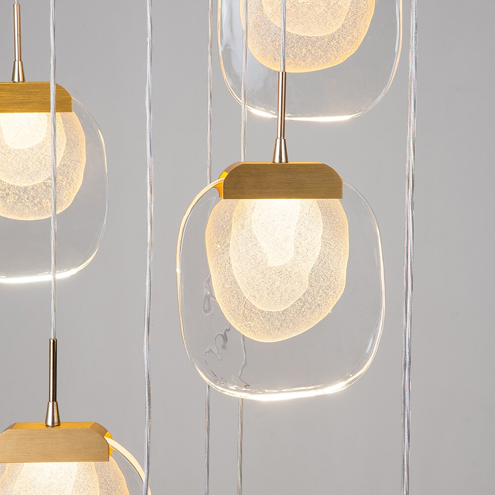Crystal LED Pendant Chandelier - Modern Rotating Staircase Lighting Fixture for Home, Hotel, and Restaurant Decor