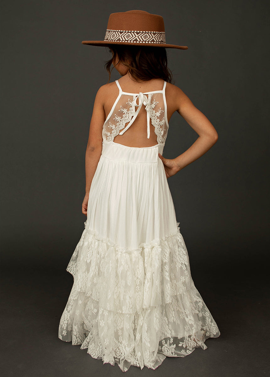 Cream Catrin Dress for Women - Elegant Floral Lace Maxi Dress for Weddings, Parties & Special Occasions