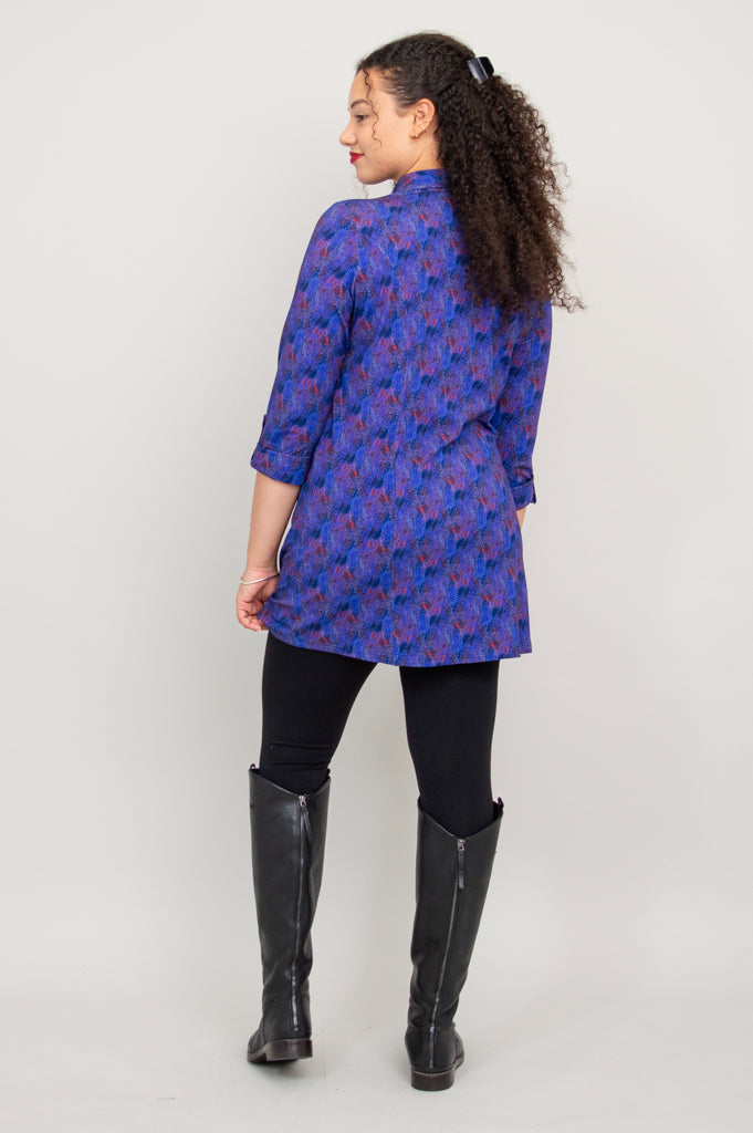 Charlie Tunic - Brushwork Bamboo Print Women's Top | Flowy Casual Blouse for Summer | Perfect for Beach, Office & Everyday Wear