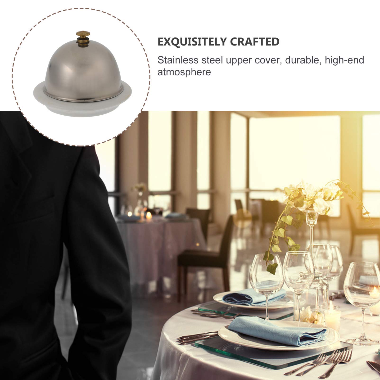 1pc Stainless Steel Butter Dish with Lid - Cake Stand, Cheese Keeper & Snack Container - Bell Shaped Utensil Holder for Kitchen, Dining Table & Party Serving (Salad Plates, Cream Cheese Dish, Nut Storage)