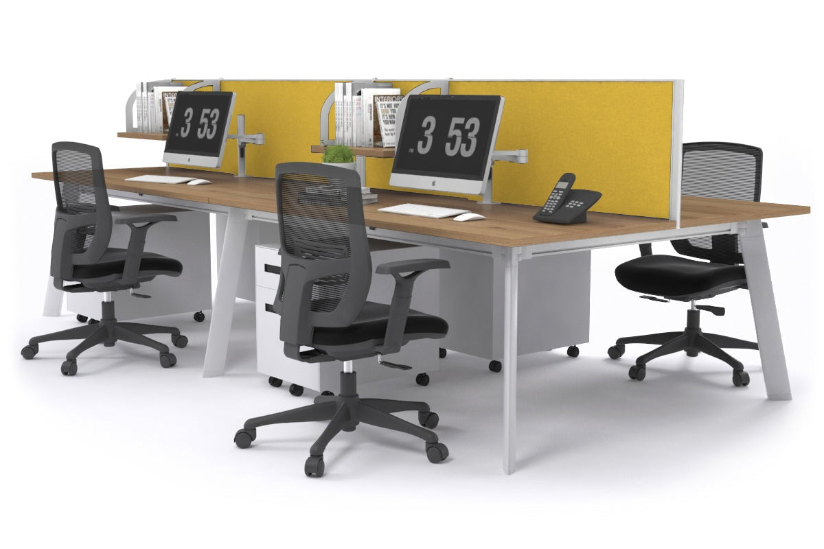 4-Person Workstation with White Frame - 1400L x 700W - Office Desk for Team Collaboration & Shared Workspace - Perfect for Open Offices, Coworking Spaces & Home Offices