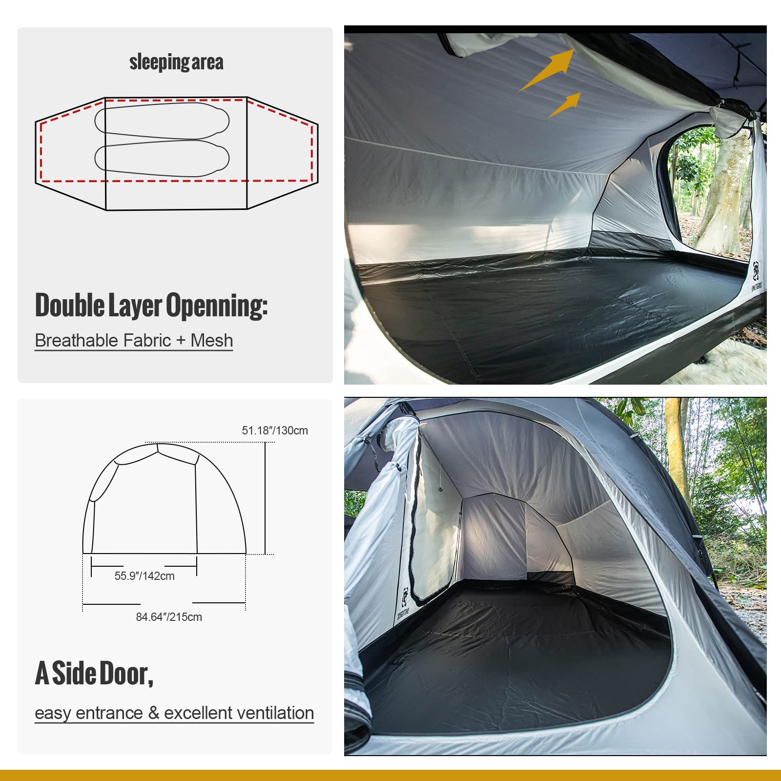 OneTigris COMETA Windproof Waterproof Camping Tent - Detachable Mesh Inner Tent & Carry Bag Included - Easy Setup Lightweight Backpacking Tent for Hiking, Beach, Picnic, Family Outdoor Adventures