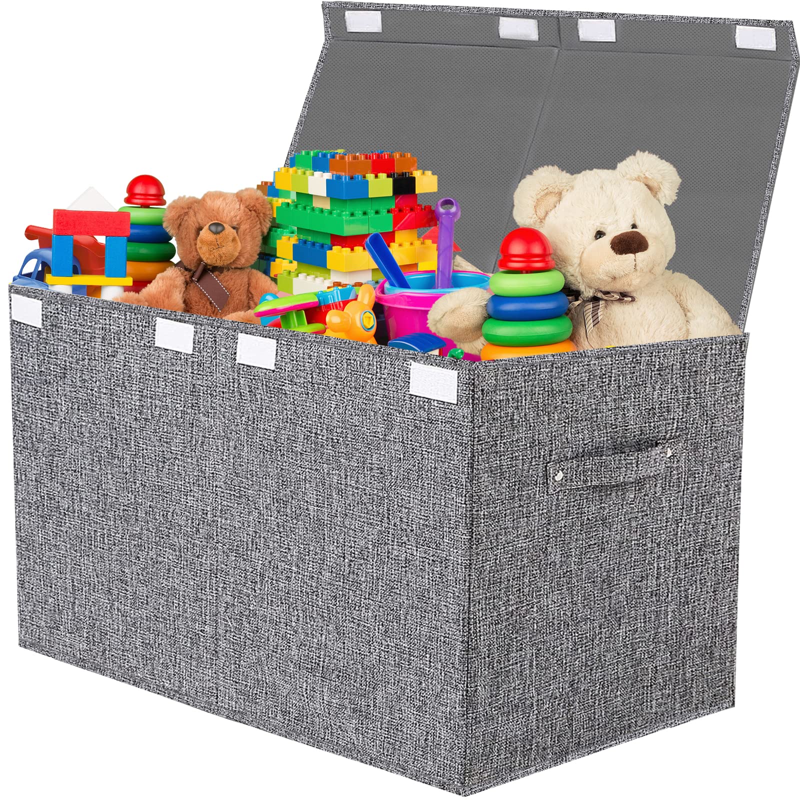 VERONLY Large Collapsible Toy Storage Box with Lid - Kids Toy Organizer Bin with Handles for Nursery, Playroom, Bedroom - Perfect for Storing Toys, Clothes, Blankets (Gray) - Ideal for Kids Room Organization & Playroom Storage