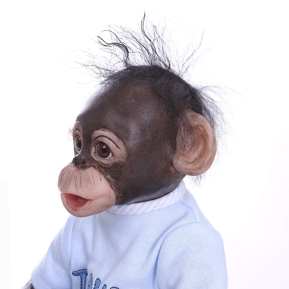 Handmade 16-Inch Reborn Baby Monkey Orangutan Art Doll - Realistic Black Collectible Boy for Nursery Decor, Gift, and Display