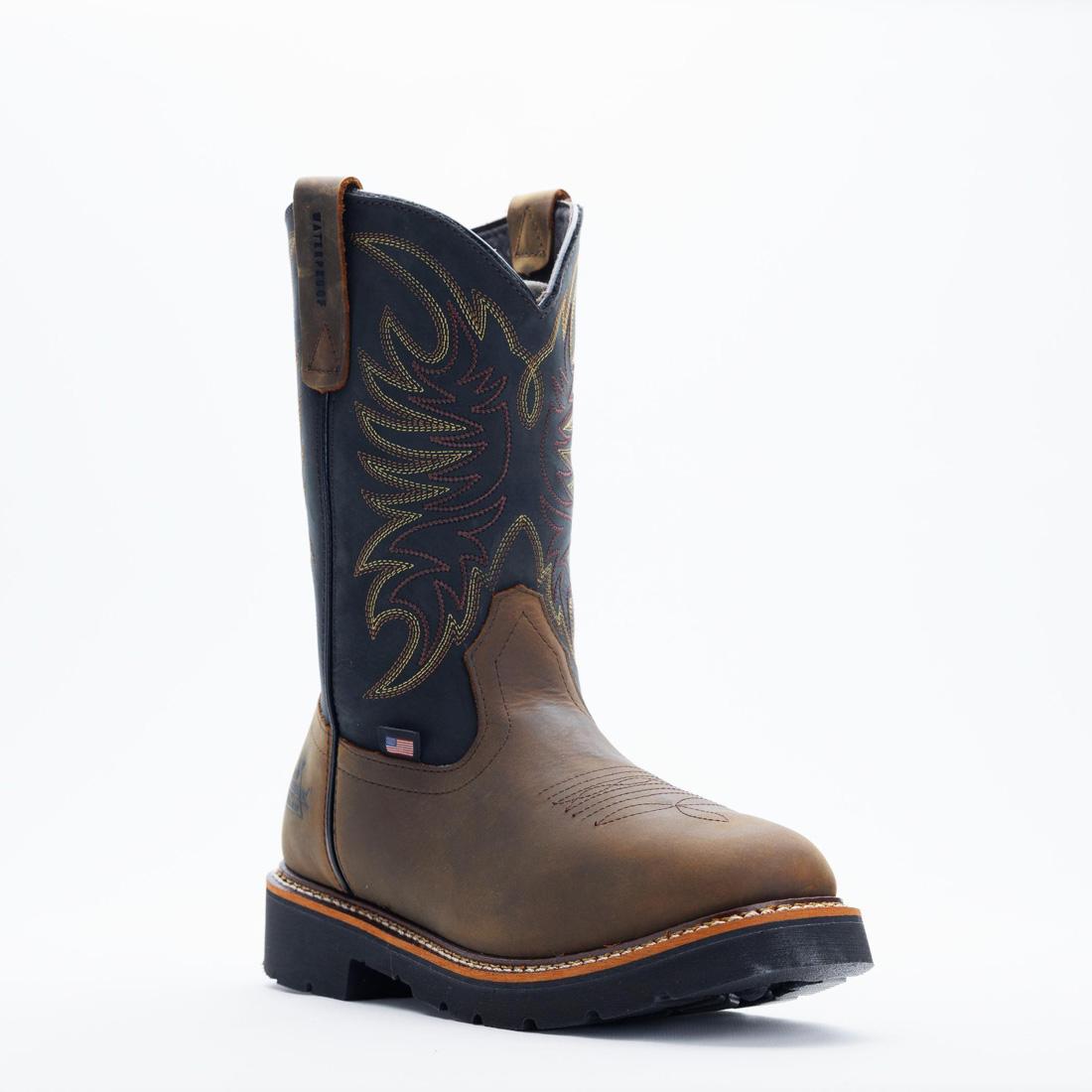 Waterproof Square Toe WGTN 11 Boots for Men - Crazy Horse Leather Black - Ideal for Outdoor Work, Hiking & Winter Wear