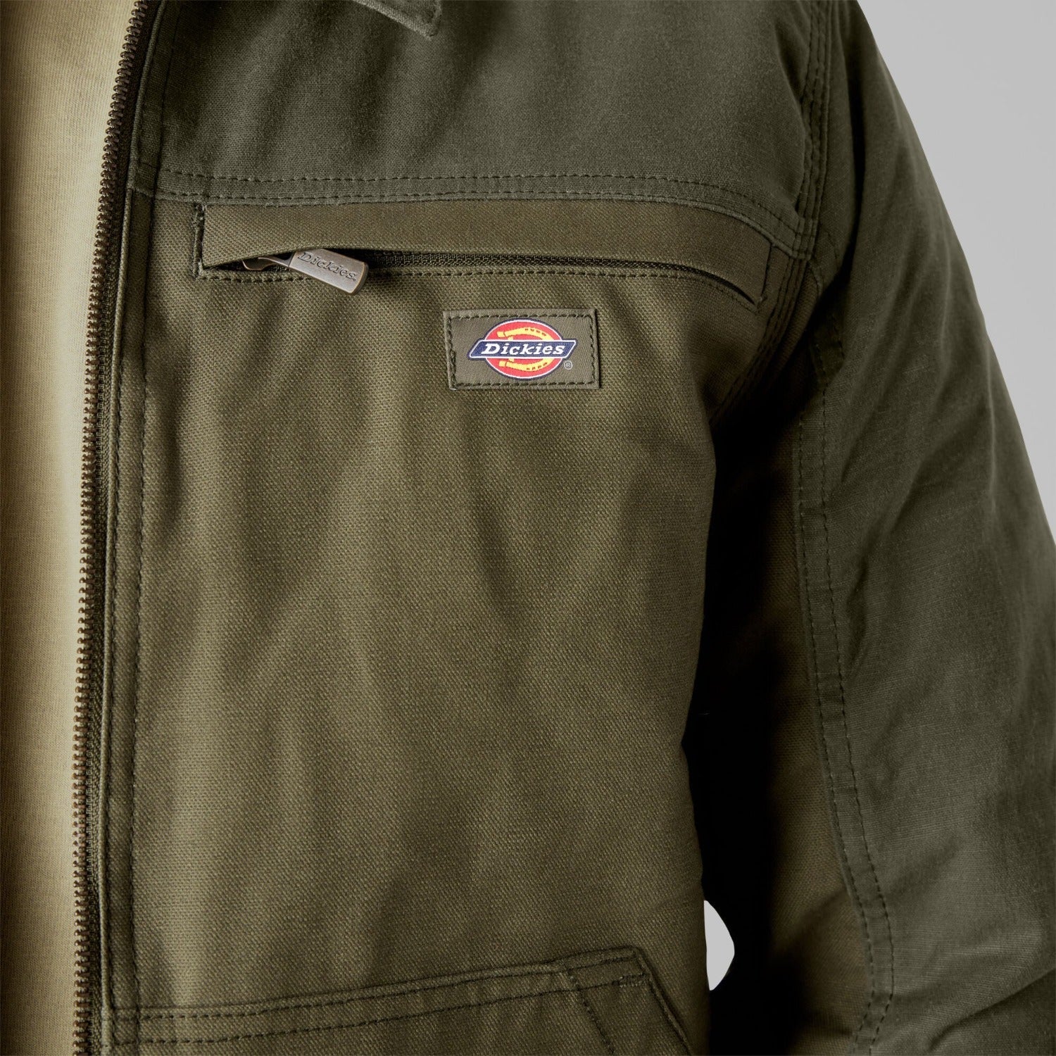 Dickies Men's Durable Water Repellent Canvas Work Jacket with Full Zip - Heavy Duty Construction for Outdoor Work & Casual Wear