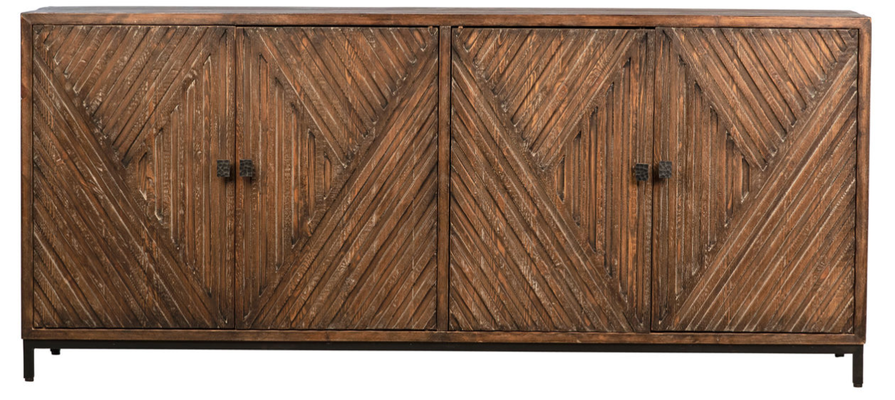 Theodore Sideboard - Mid-Century Modern Buffet Cabinet with 2 Doors & 4 Drawers - Solid Wood Dining Room Storage Furniture for Living Room, Entryway, or Bedroom Organization