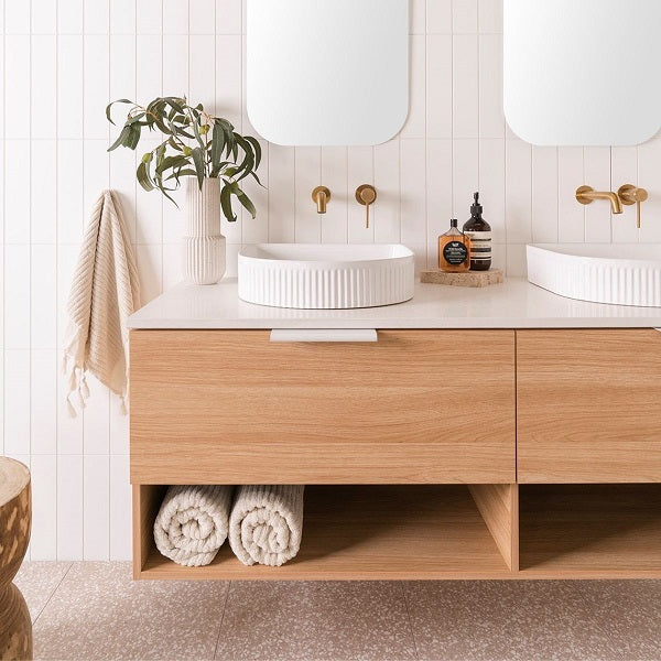 ADP Glacier Lite Shelf Slim Vanity with Solid Surface Top - Modern Bathroom Storage Solution for Small Spaces, Perfect for Makeup Organization and Bathroom Essentials