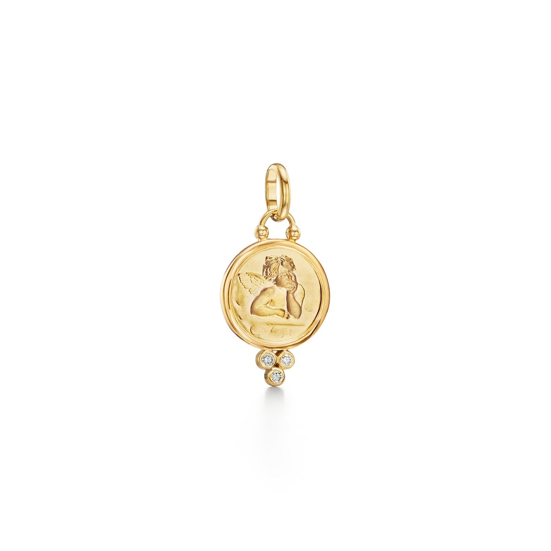 Temple St. Clair Diamond Trio Angel Pendant Necklace - 14K Gold Angel Wing Charm Jewelry for Women - Perfect Gift for Birthday, Anniversary & Special Occasions