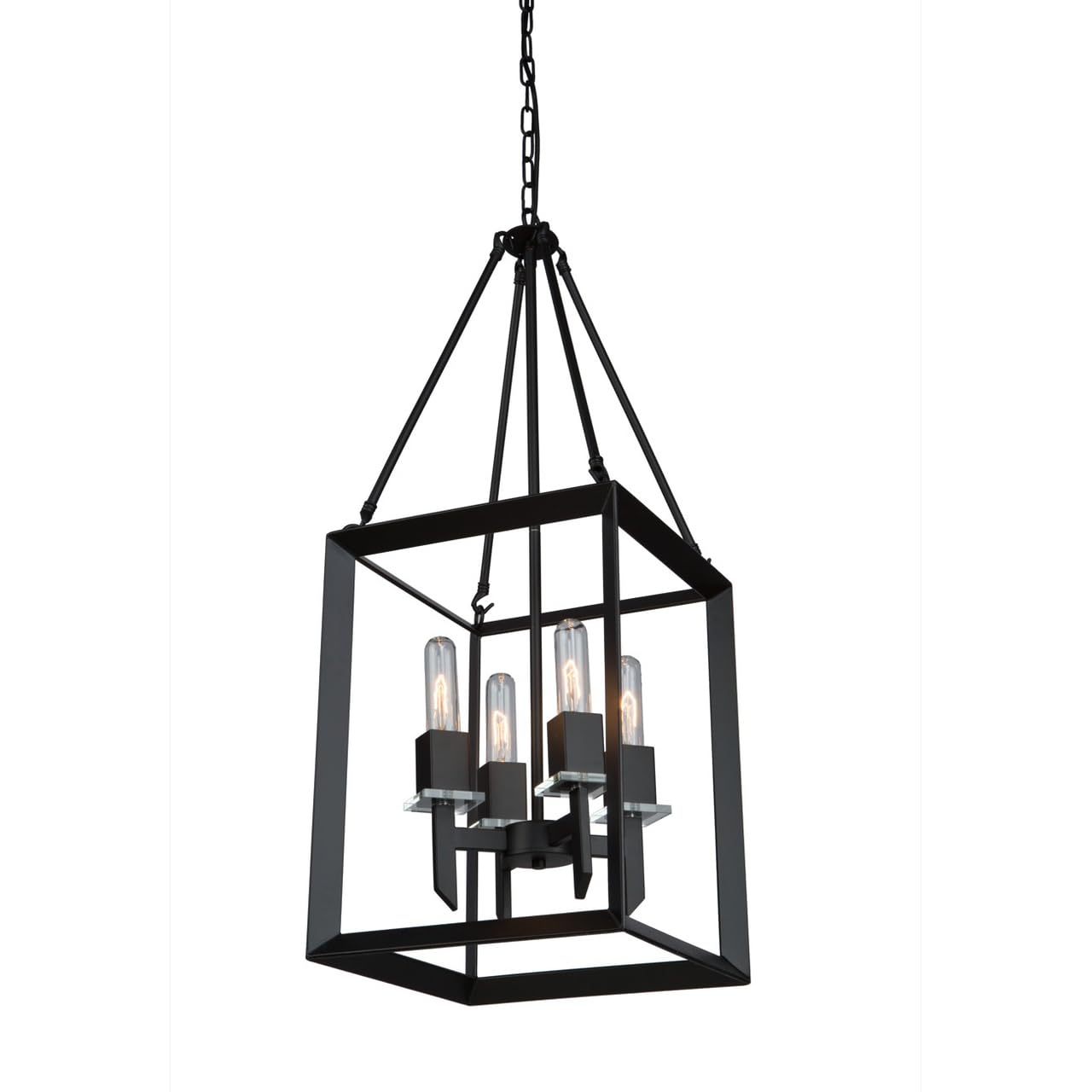 Artcraft Lighting Vineyard 4-Light Chandelier in Matte Black - Modern Farmhouse Ceiling Light Fixture for Dining Room, Kitchen Island & Bedroom