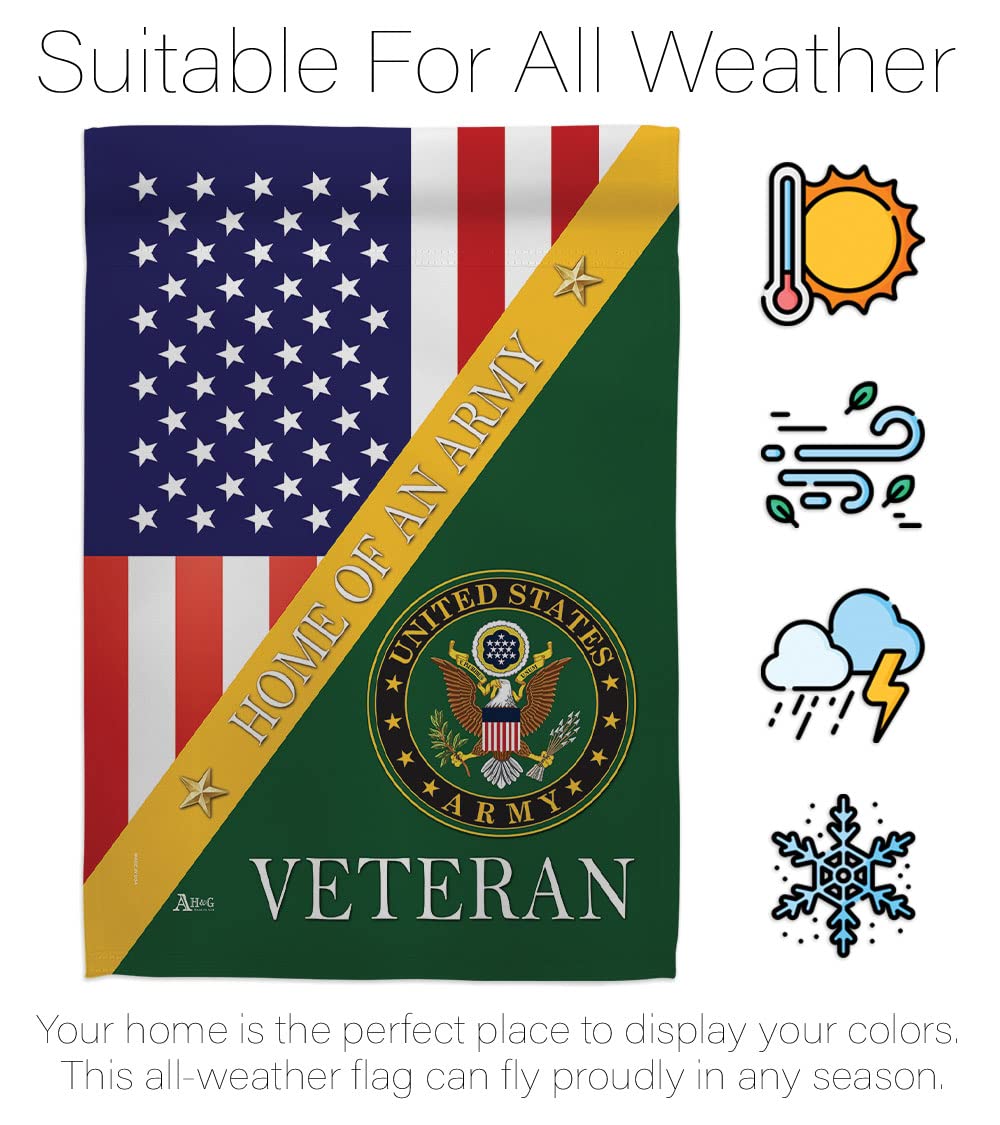 Army Garden Flag Set with Stand - USA Made Military Veteran Banner for Home & Yard Decoration