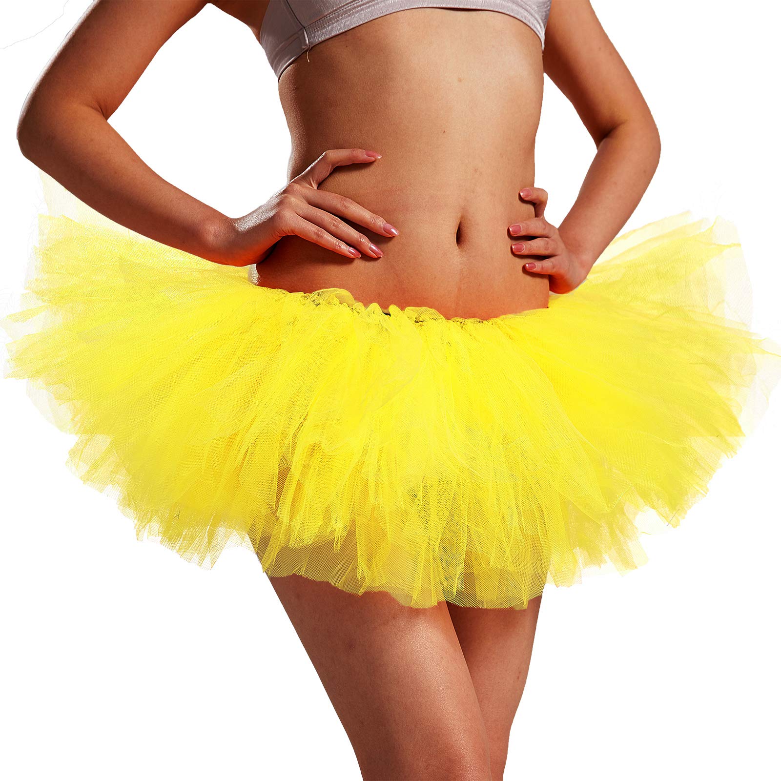Phantomon Women's Elastic 5-Layer Tulle Tutu Skirt - Ultra Fluffy Ballet Skirt for Teens & Adults - Perfect for Dance Recitals, Costumes, Photo Shoots & Princess Dress Up