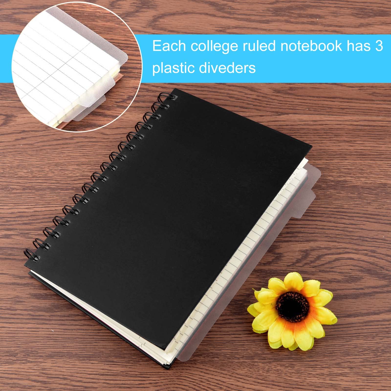 Coopay 4-Pack A5 Hardcover Spiral Notebooks - College Ruled Journals with Removable Dividers for School, Office & Business (8.3
