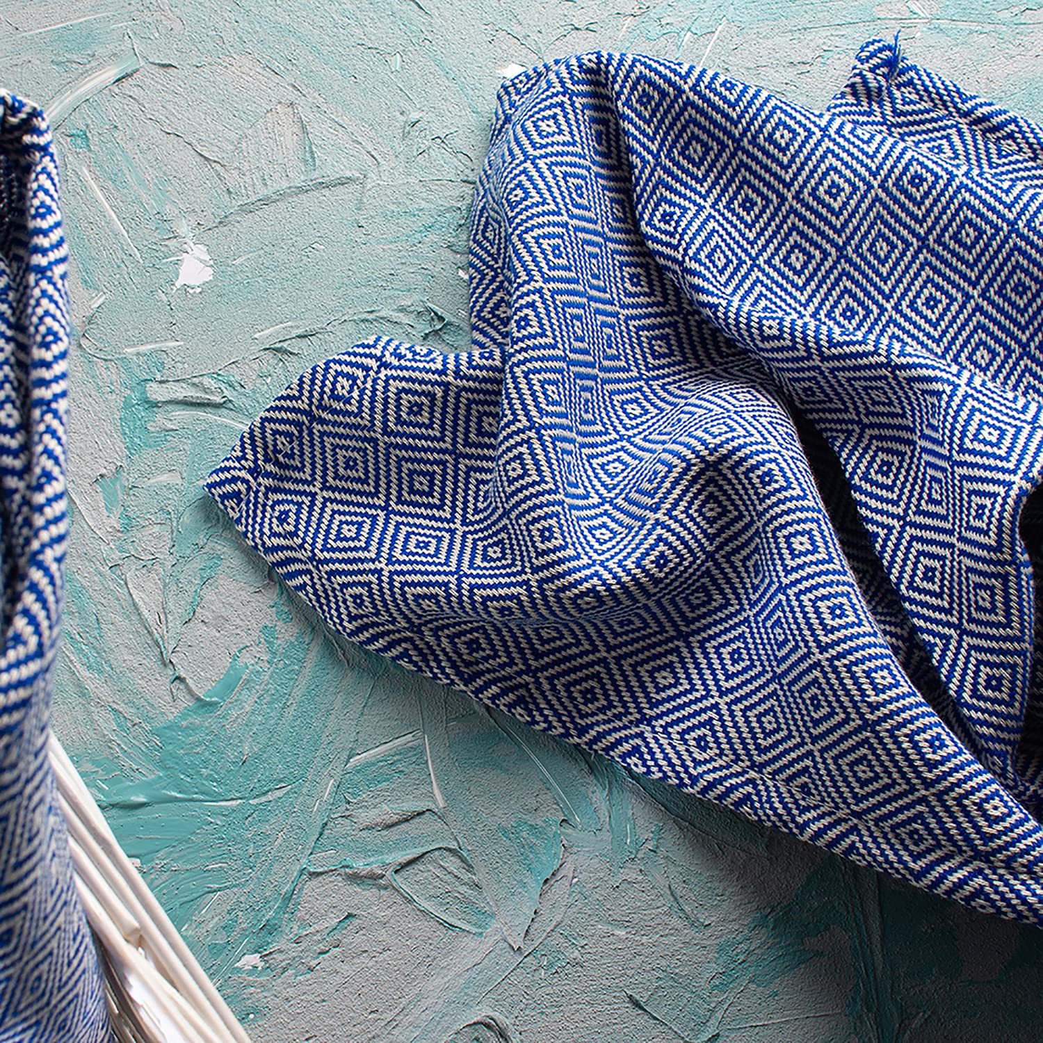 Premium Turkish Cotton Hand Towels - 5-Pack Navy Blue Absorbent Kitchen Dish Towels | Quick-Drying Dishcloths & Tea Towels for Home, Bar & Restaurant Use | Diamond Weave Pattern for Superior Scrubbing | Perfect for Washing Dishes, Glassware & Counter Cleaning