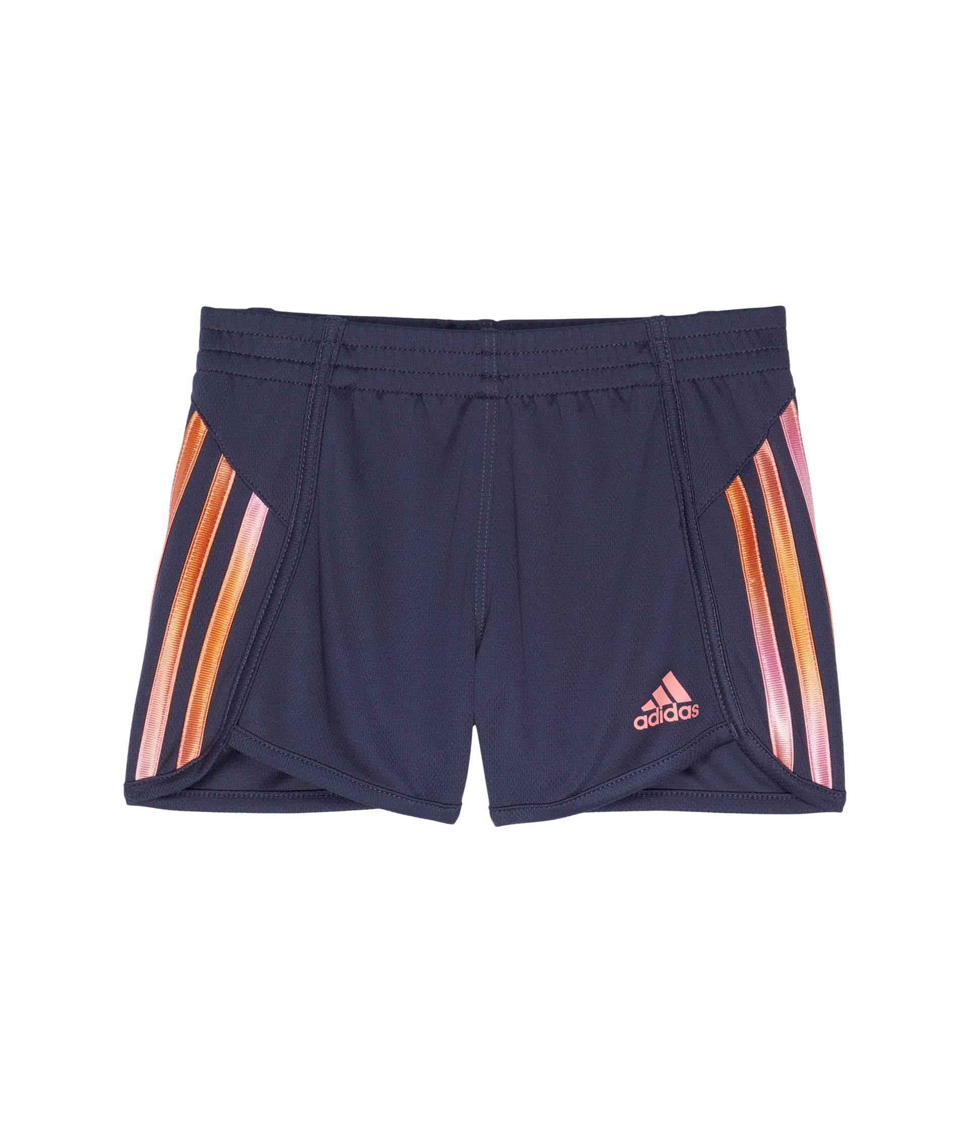 Adidas Girls' Elastic Waistband 3-Stripe Mesh Athletic Shorts - Shadow Navy, Size 6 Plus - Perfect for Running, Gym & Casual Wear