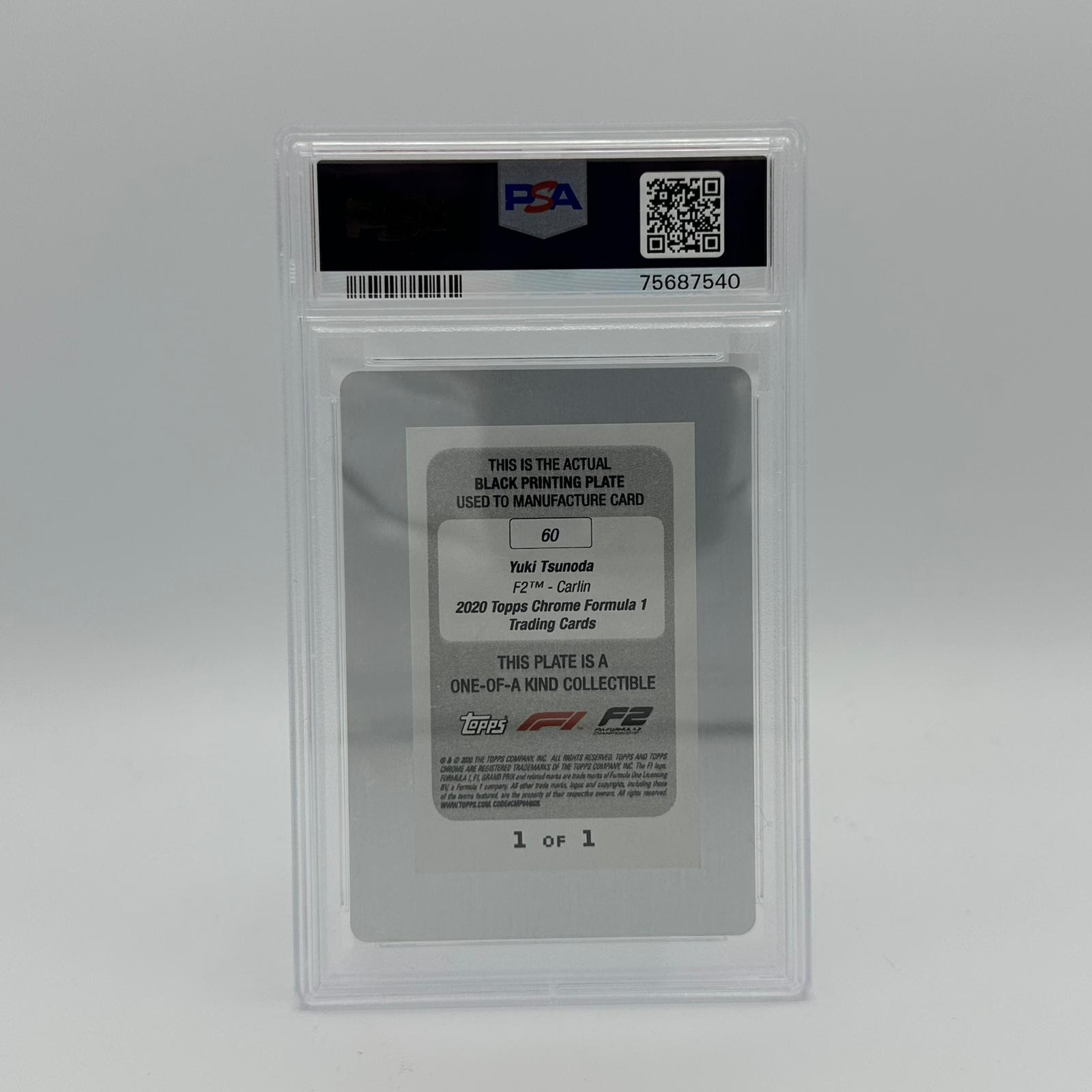 PSA Authentic 1/1 Yuki Tsunoda #60 Black Printing Plate - Rare Collectible for F1 Racing Fans & Memorabilia Display