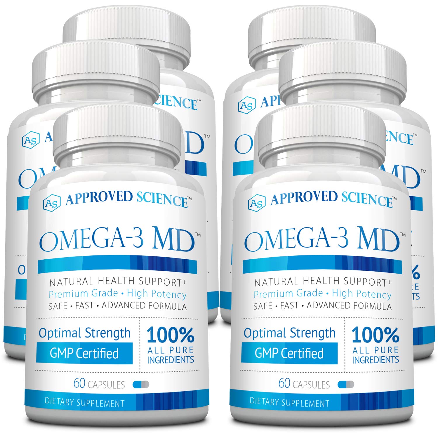 Premium Omega-3 Fish Oil Supplement with EPA & DHA - Supports Heart, Brain & Joint Health - 6 Month Supply (6 Bottles) - Ideal for Active Adults & Seniors Seeking Cardiovascular and Cognitive Support