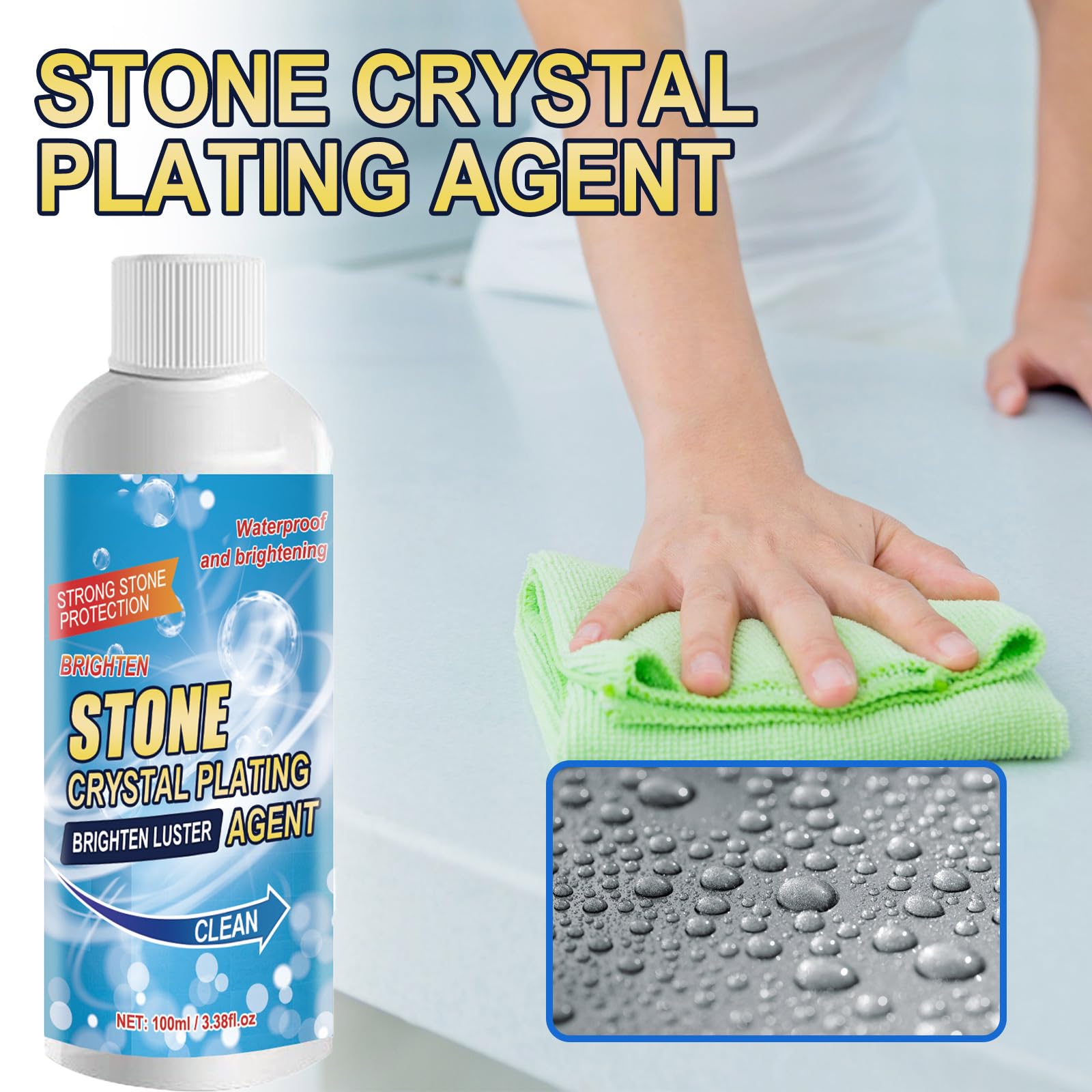 Donubiiu Stone Stain Remover Cleaner - Marble, Tile & Granite Cleaner & Polish | Nano Crystal-Plating Agent for Kitchen Oil Stains & Surface Protection | Ideal for Countertops, Floors & Bathroom Surfaces (1PC)